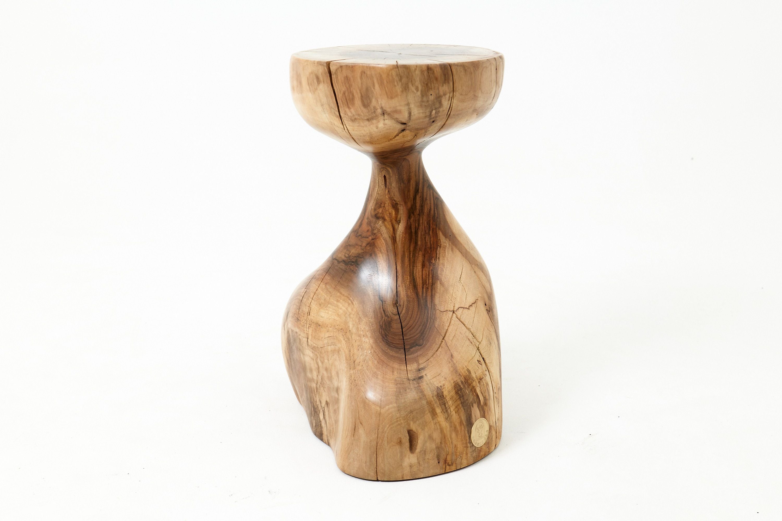 Sculptural Side Table, Stool, Solid Wood, Walnut, Contemporary Design - image 4