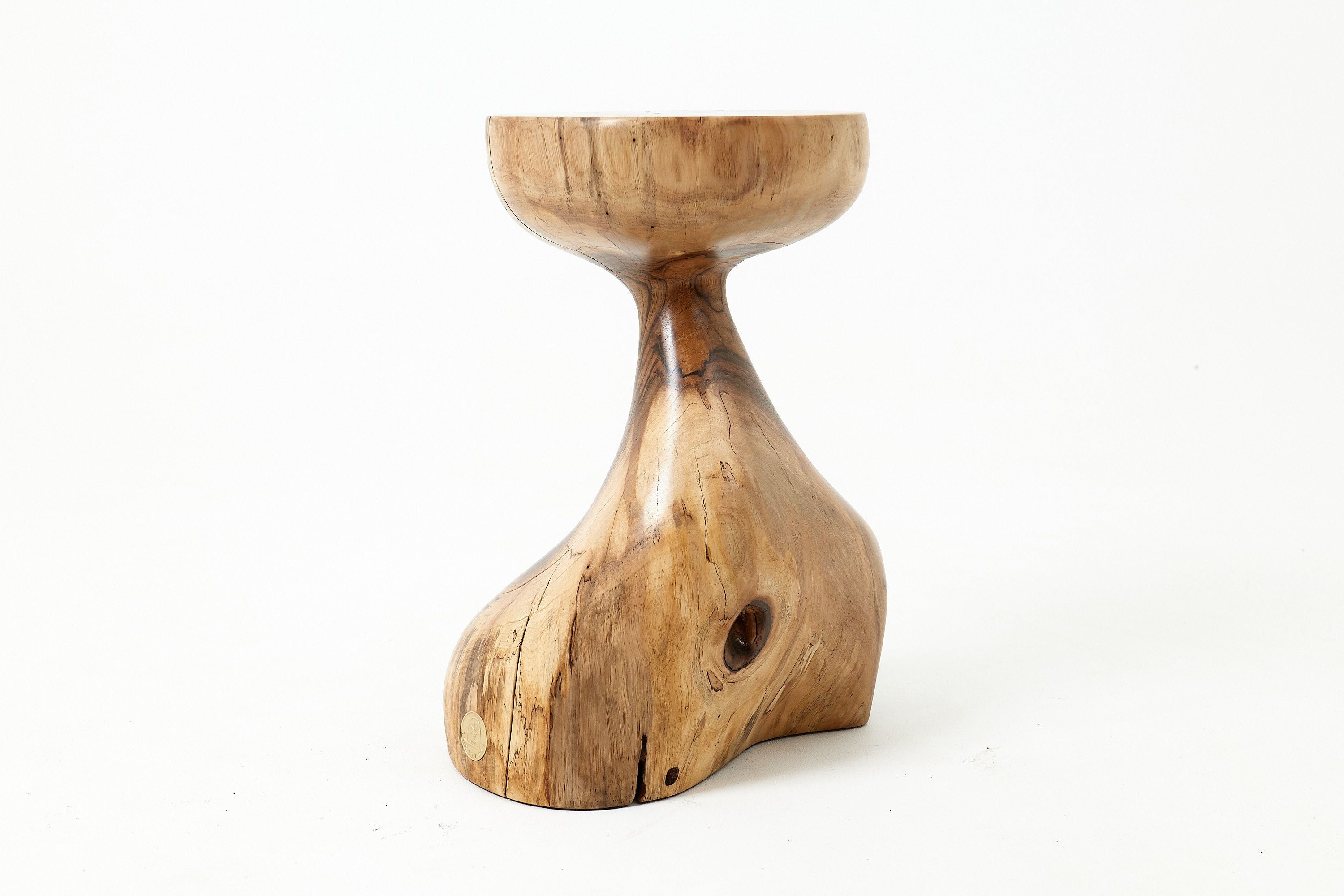 Sculptural Side Table, Stool, Solid Wood, Walnut, Contemporary Design - image 7
