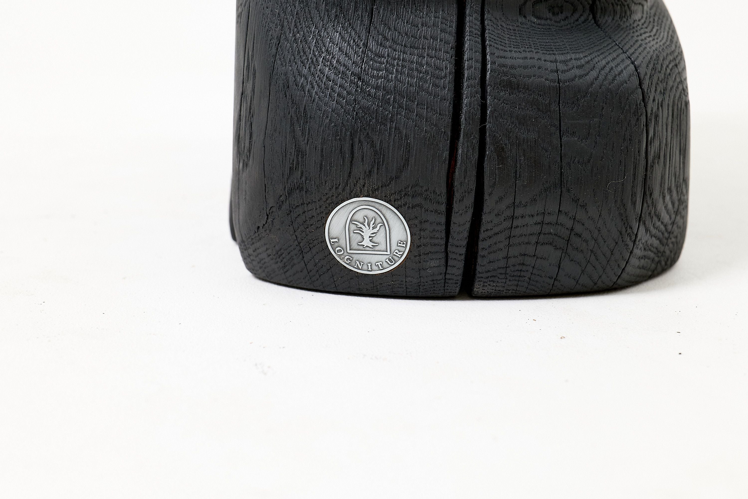 Sculptural Hardwood Stool, Side Table, Charred Wood, Hand-Carved - image 8