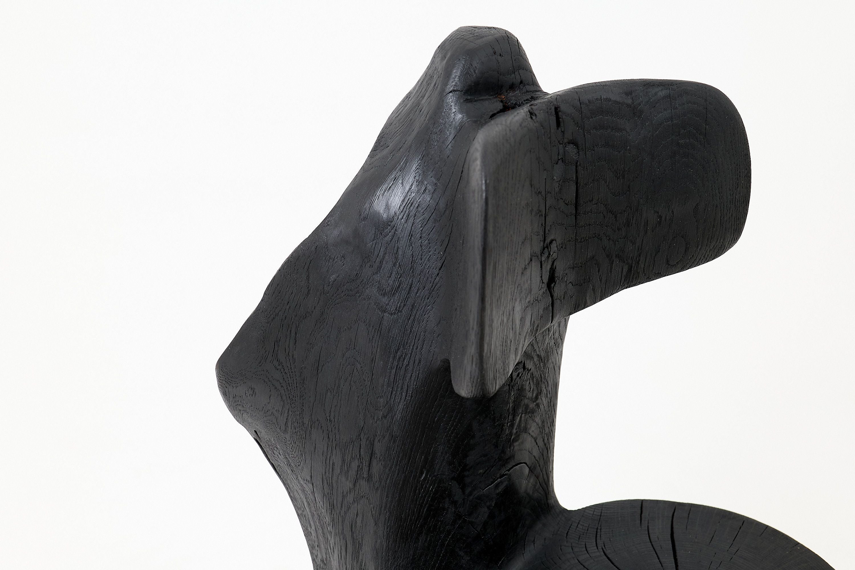 Brutalist Sculptural Chair, Carved, Solid Wood, Oak, Black, Rustic - image 12