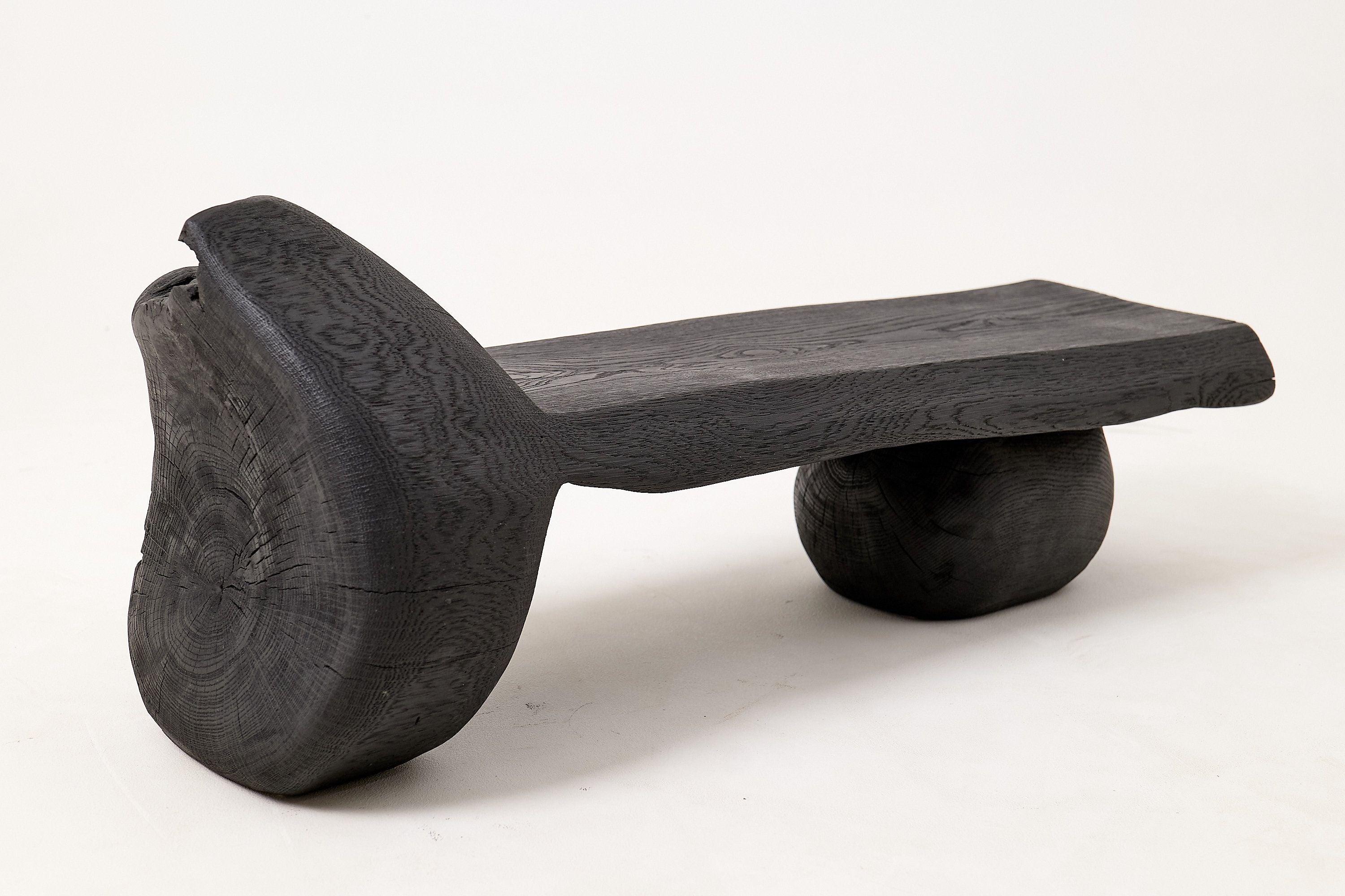 Solid Wood Bench, Log Bench, Charred, Organic, Modern Sculptural Seat - image 7