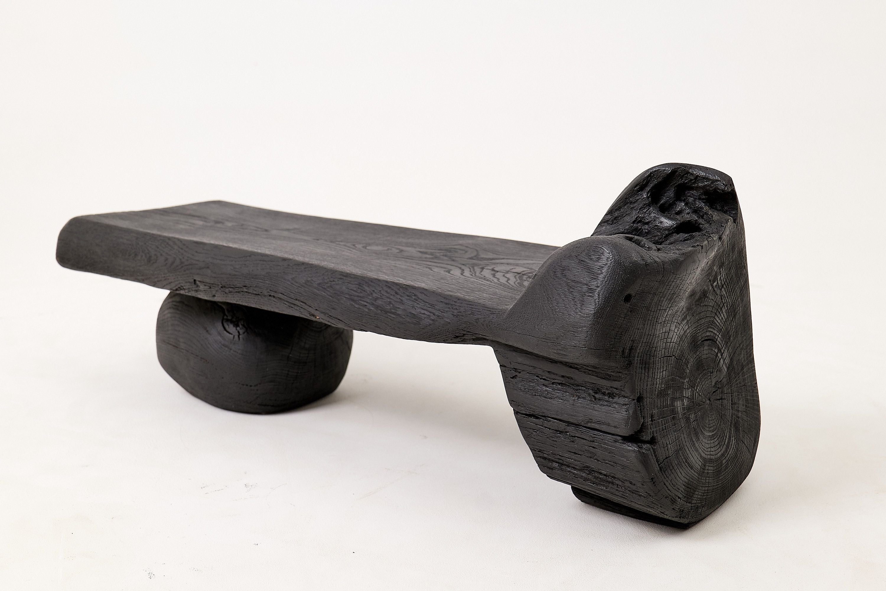 Solid Wood Bench, Log Bench, Charred, Organic, Modern Sculptural Seat - image 3