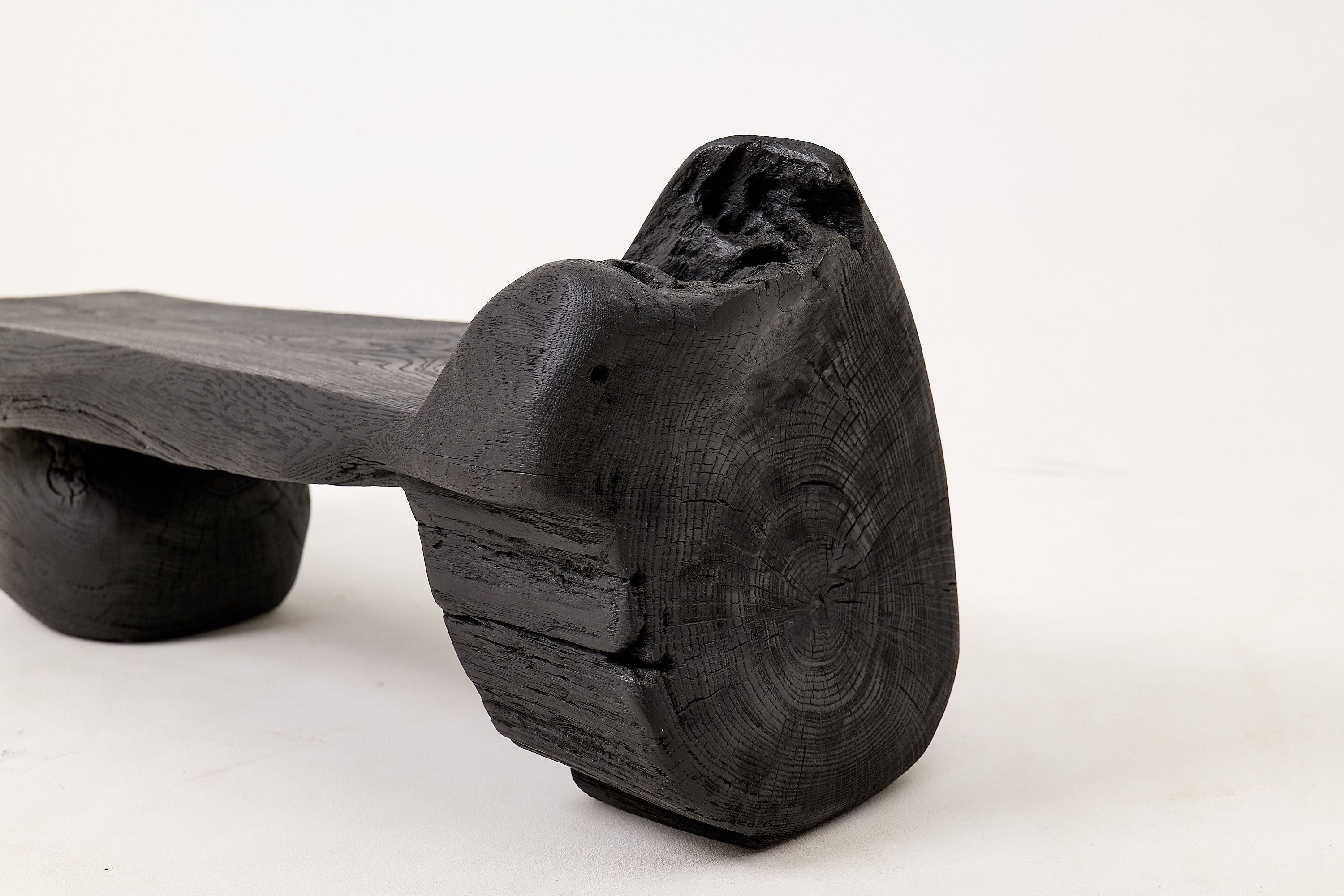 Solid Wood Bench, Log Bench, Charred, Organic, Modern Sculptural Seat - image 4