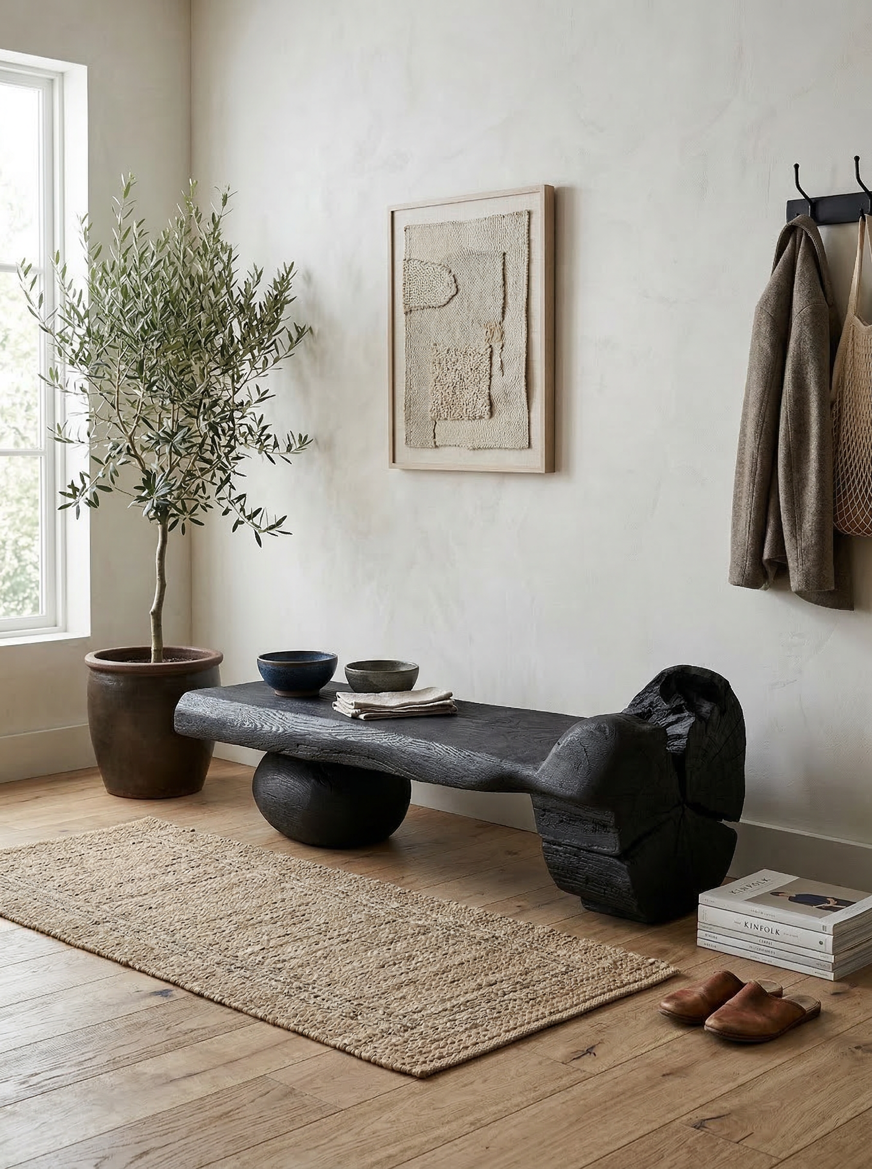 Solid Wood Bench, Log Bench, Charred, Organic, Modern Sculptural Seat - image 17