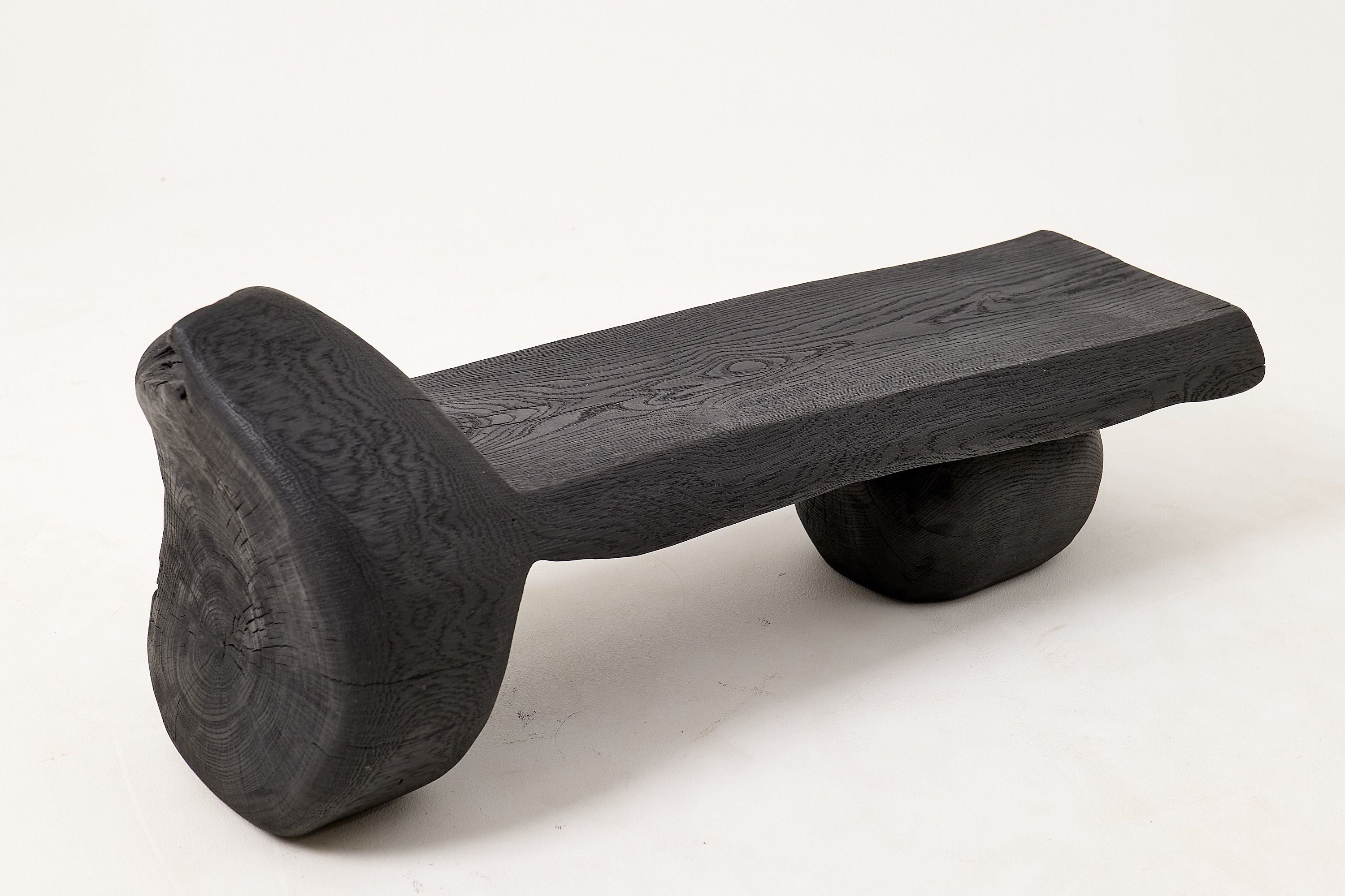 Solid Wood Bench, Log Bench, Charred, Organic, Modern Sculptural Seat - image 8
