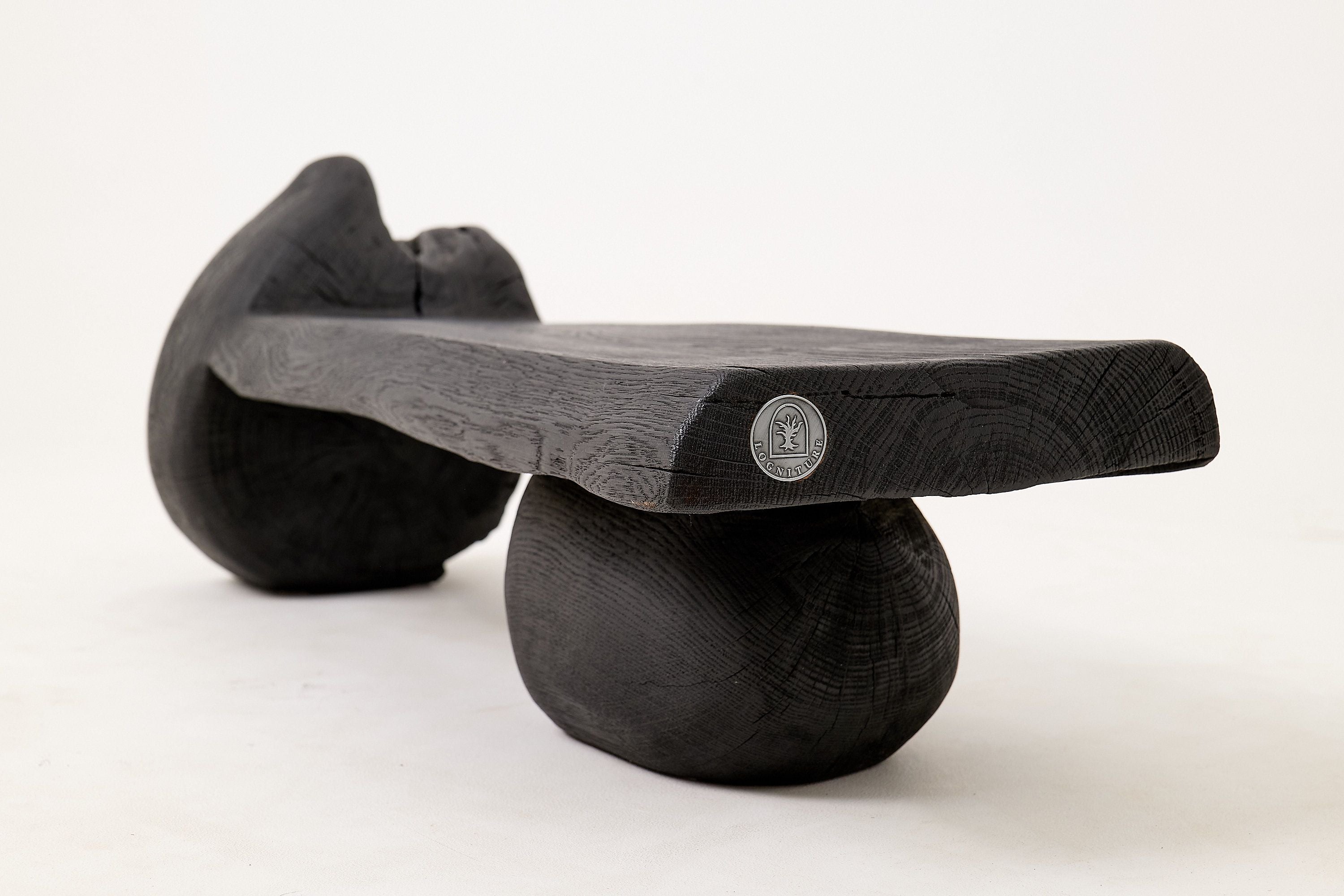 Solid Wood Bench, Log Bench, Charred, Organic, Modern Sculptural Seat - image 12