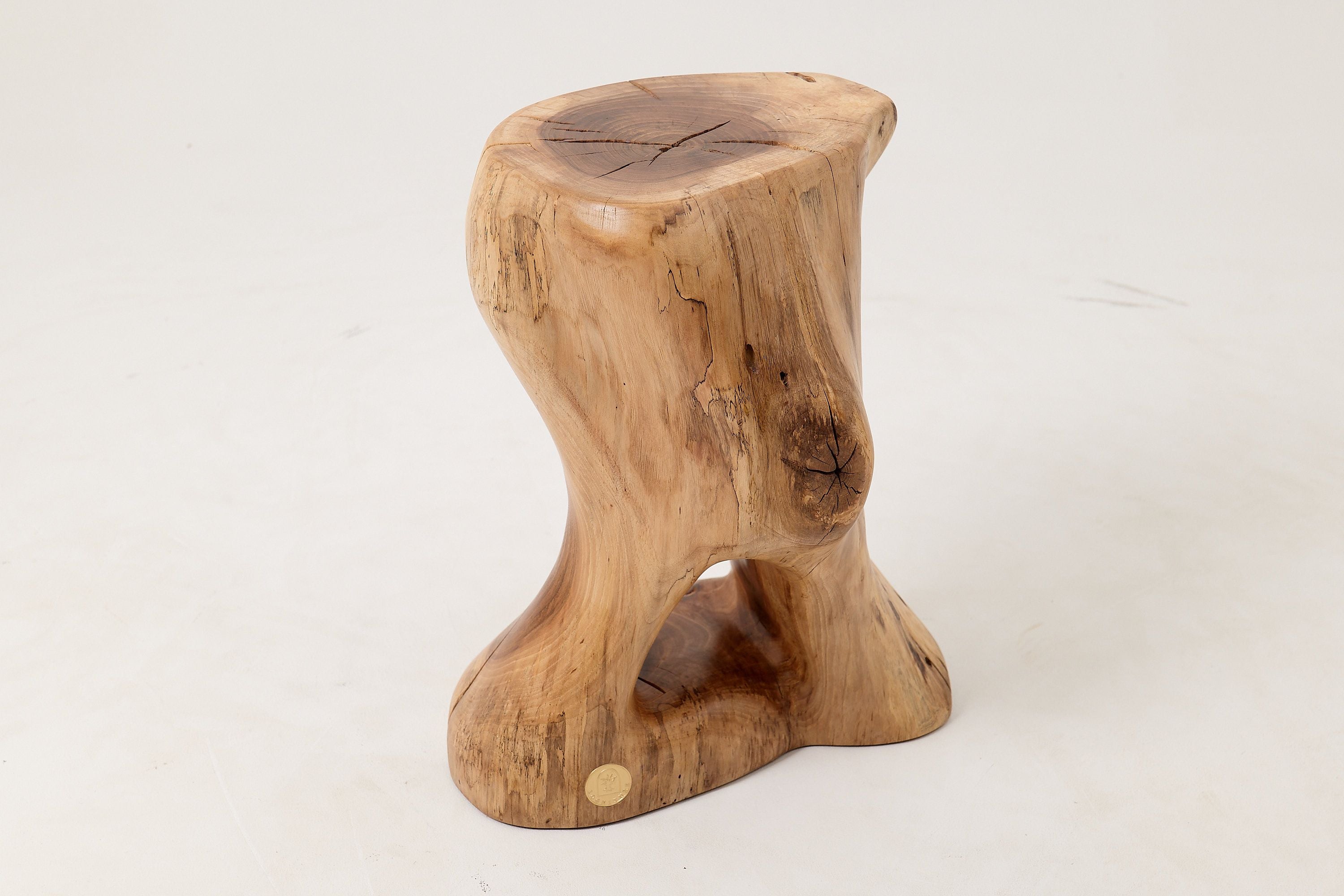 Sculptural Side Table, Stool, Solid Wood, Walnut, Contemporary Design - image 6