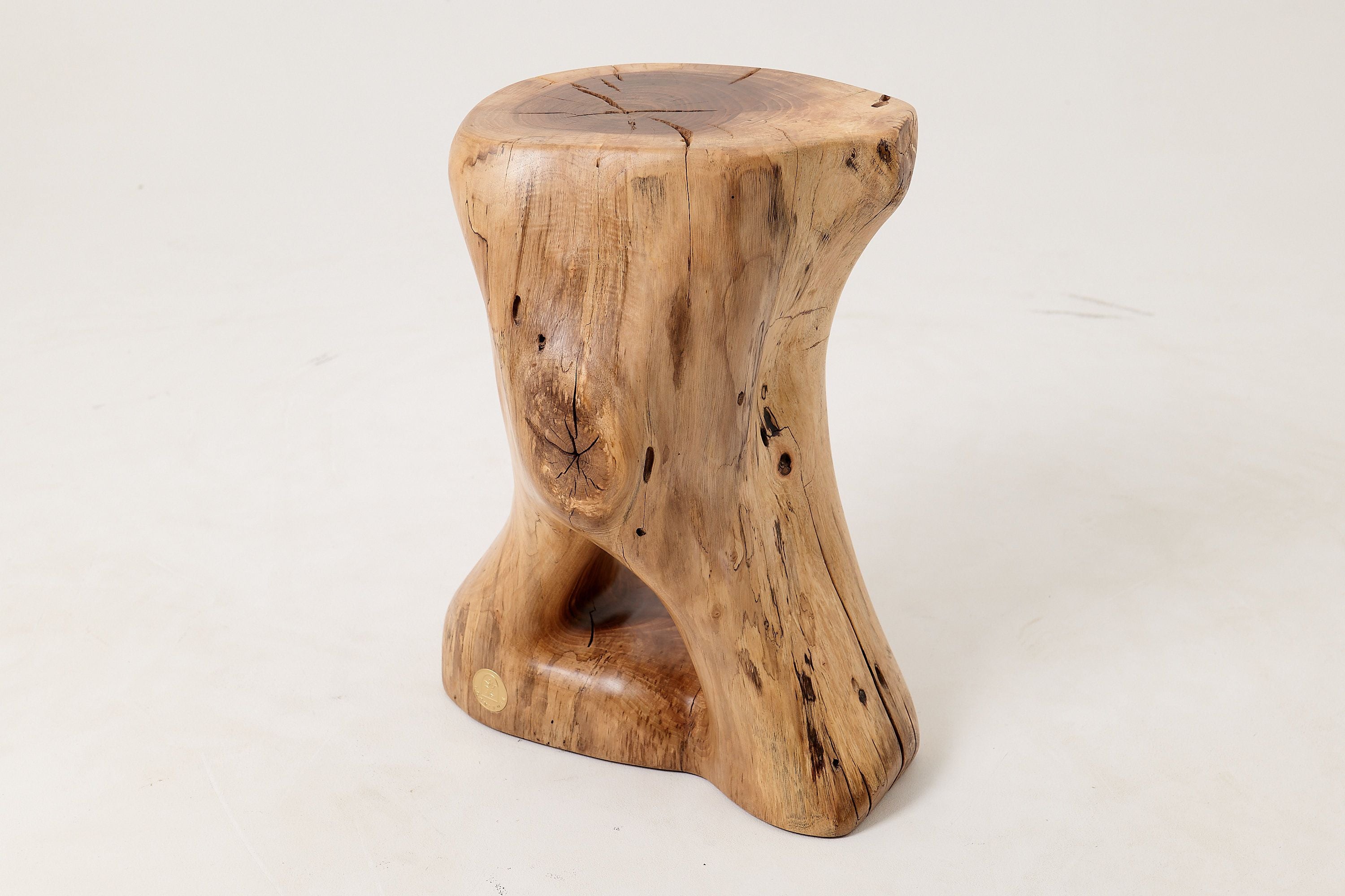 Sculptural Side Table, Stool, Solid Wood, Walnut, Contemporary Design - image 9