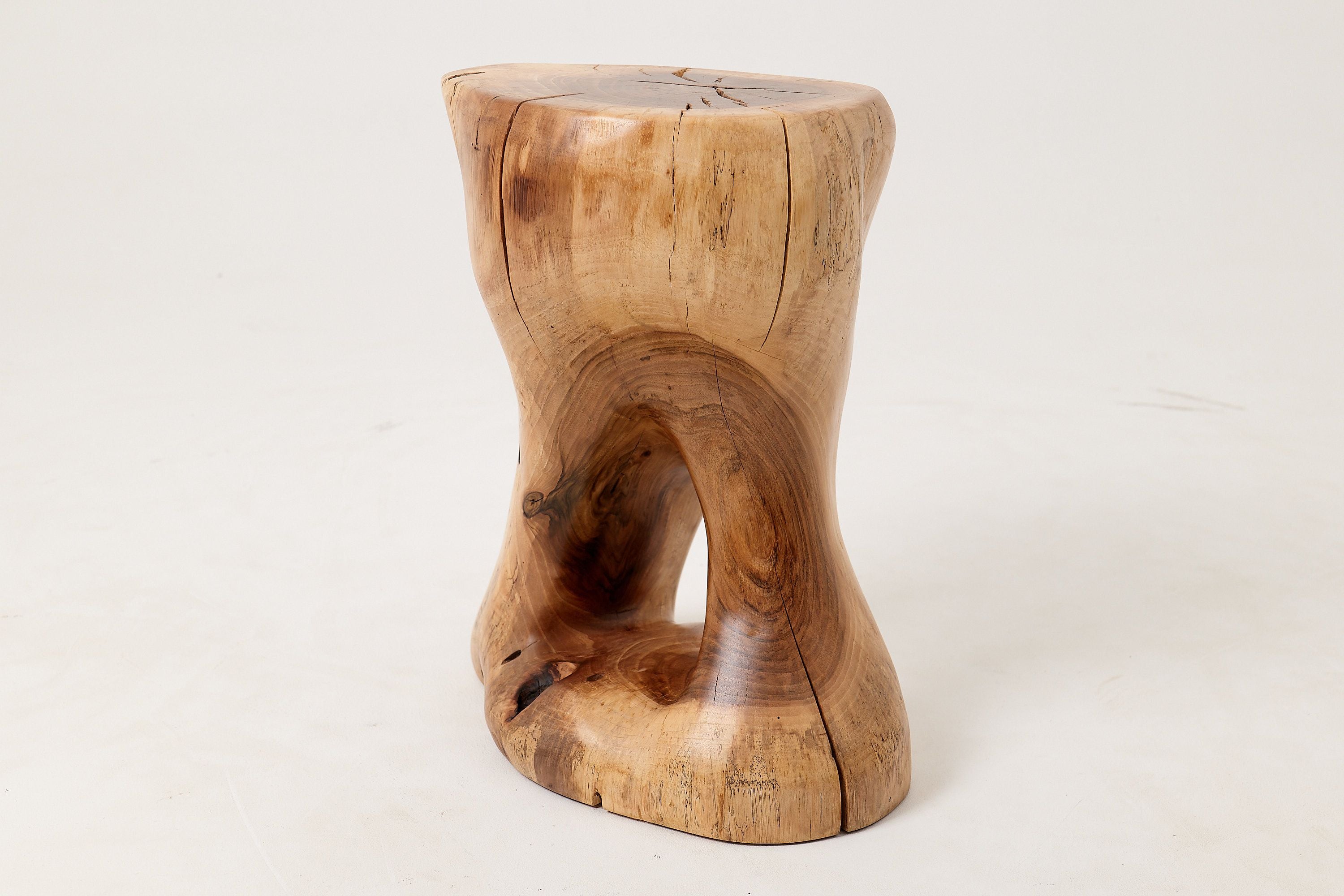 Sculptural Side Table, Stool, Solid Wood, Walnut, Contemporary Design - image 3