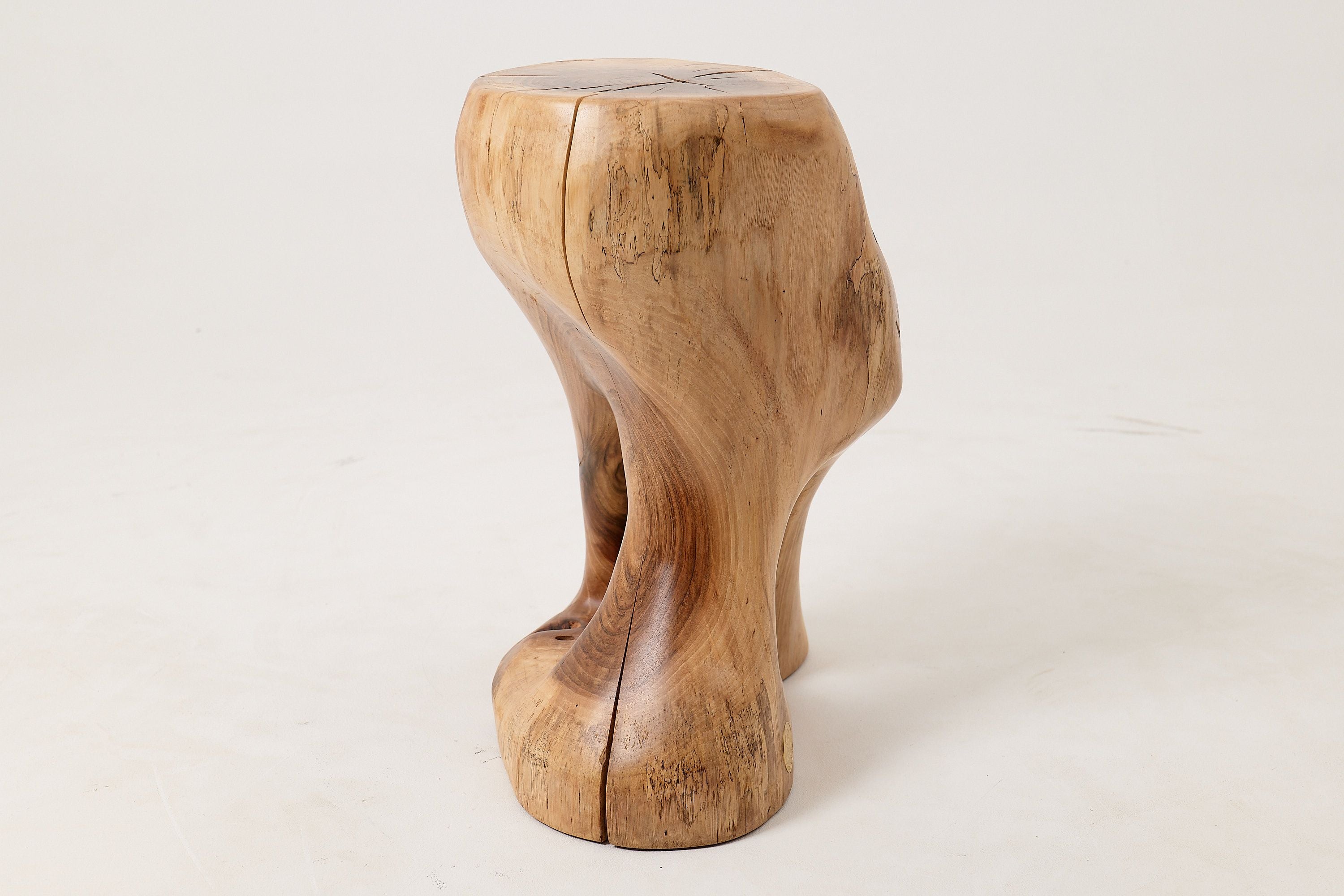 Sculptural Side Table, Stool, Solid Wood, Walnut, Contemporary Design - image 4