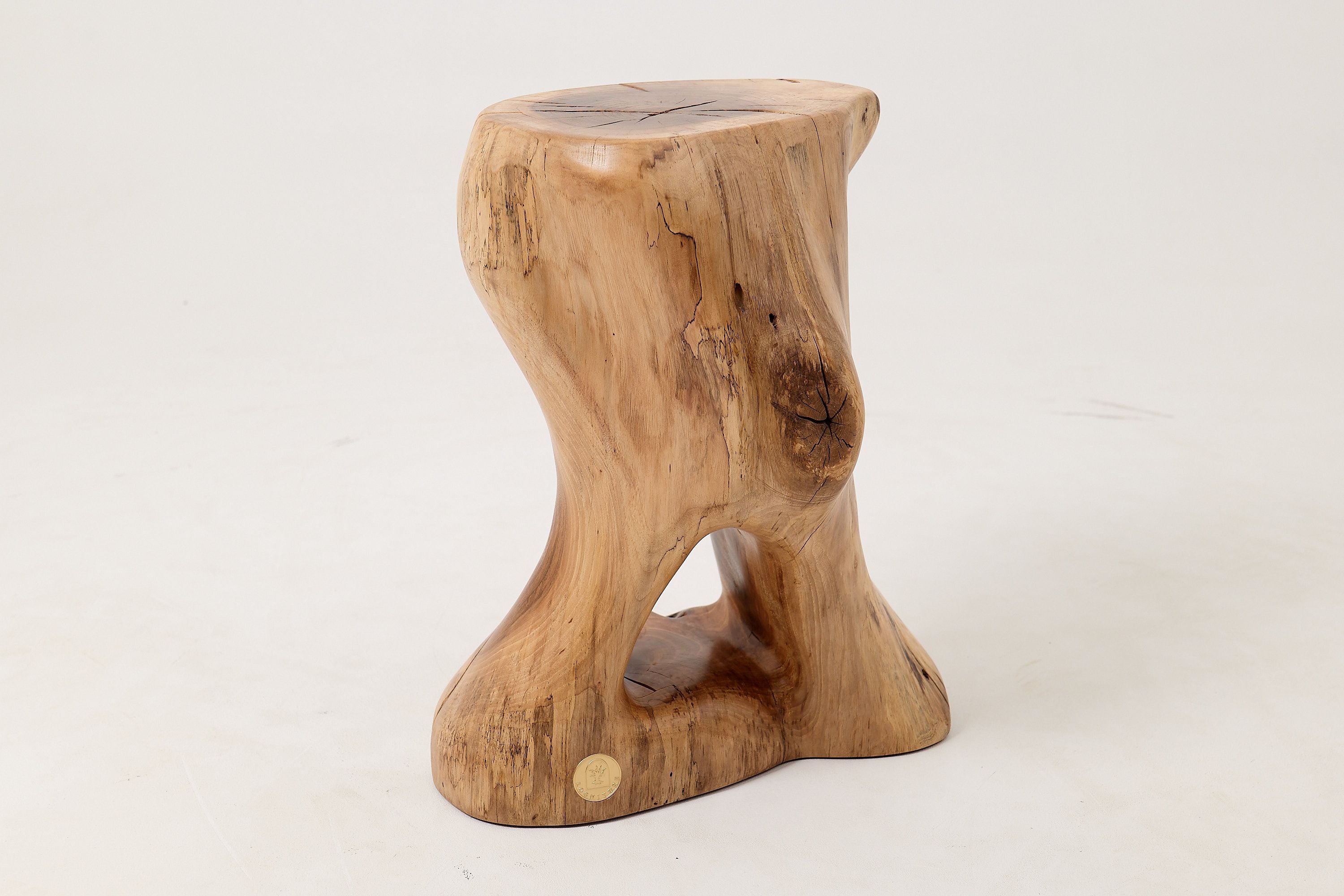 Sculptural Side Table, Stool, Solid Wood, Walnut, Contemporary Design - image 5