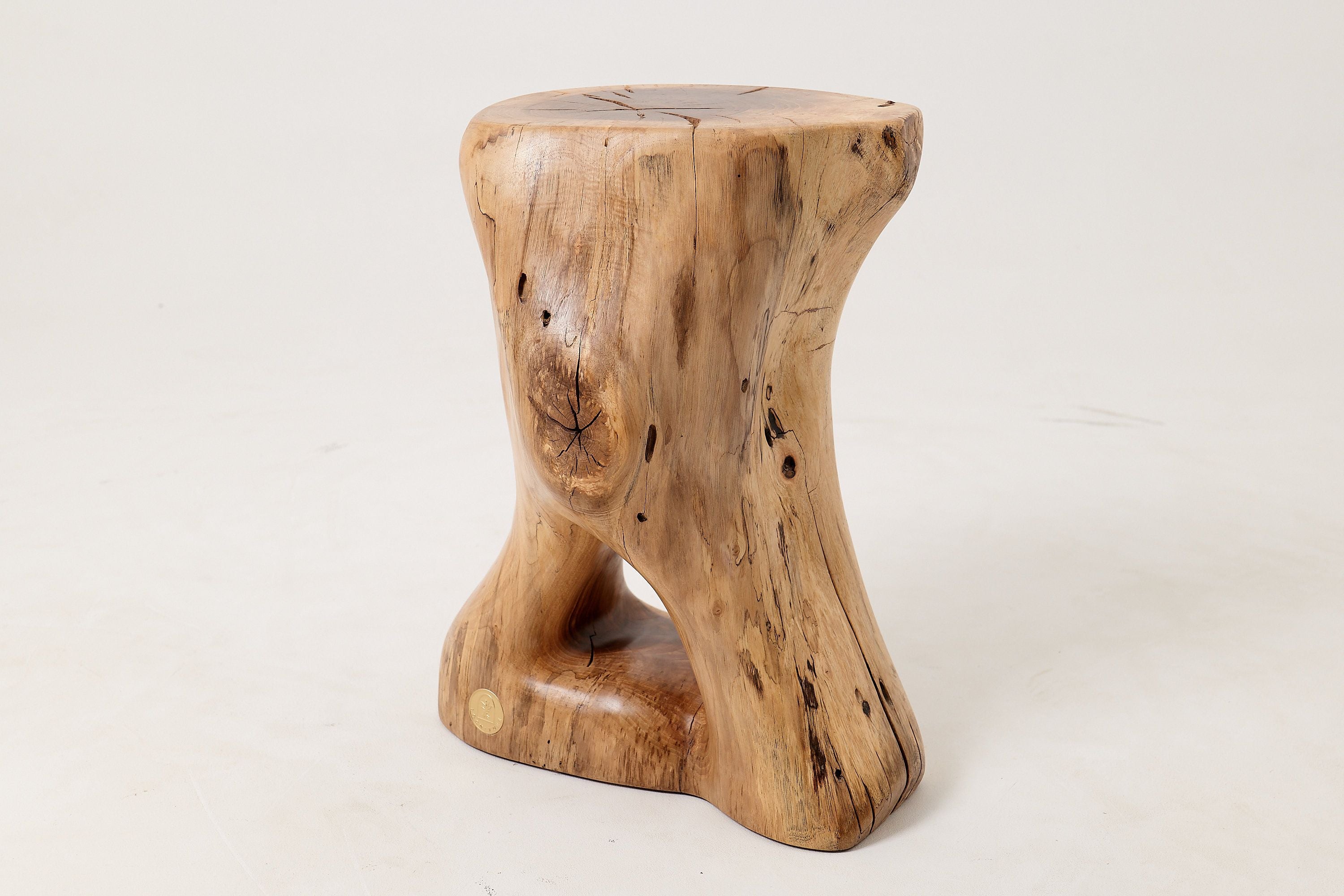 Sculptural Side Table, Stool, Solid Wood, Walnut, Contemporary Design - image 8