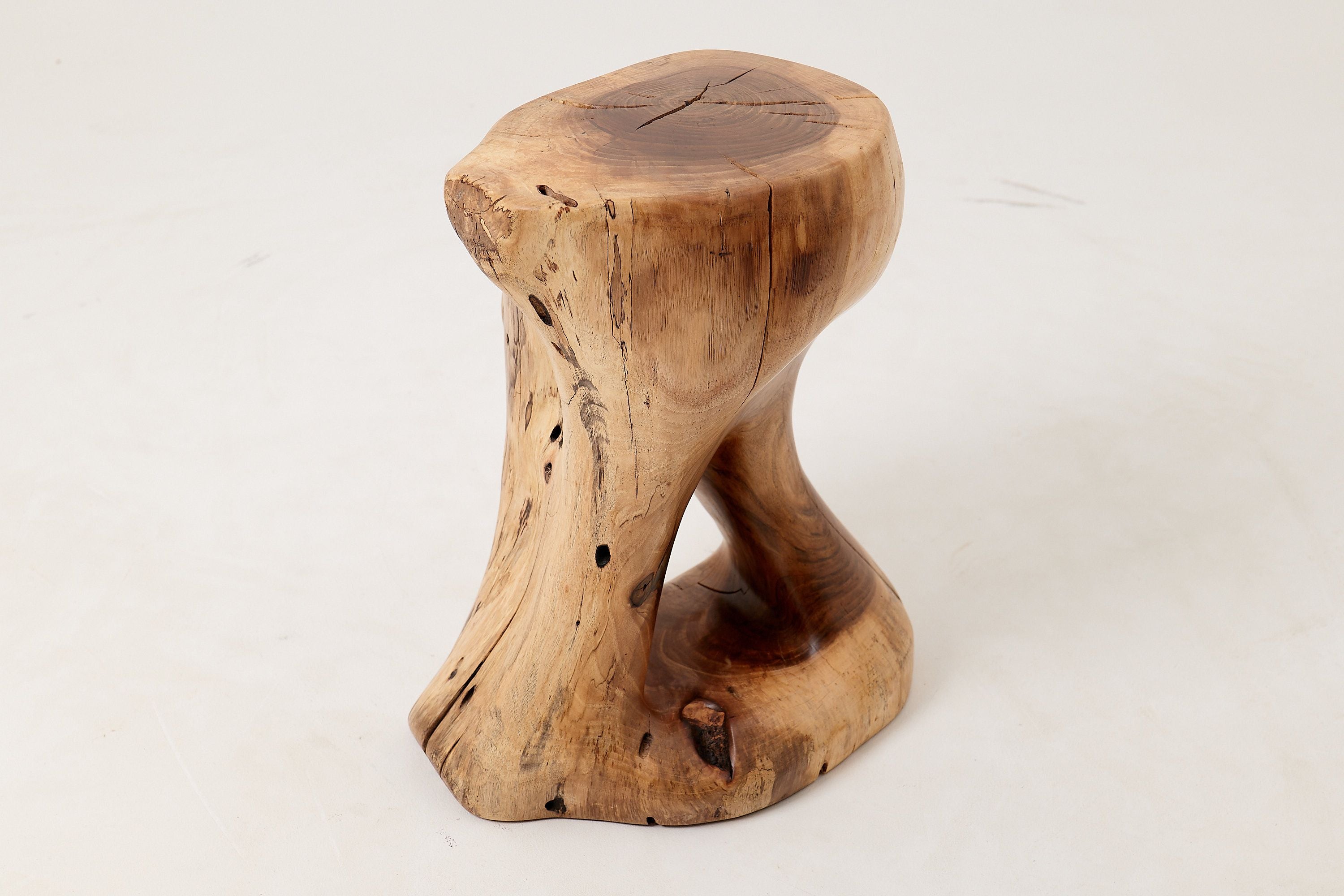 Sculptural Side Table, Stool, Solid Wood, Walnut, Contemporary Design - image 14