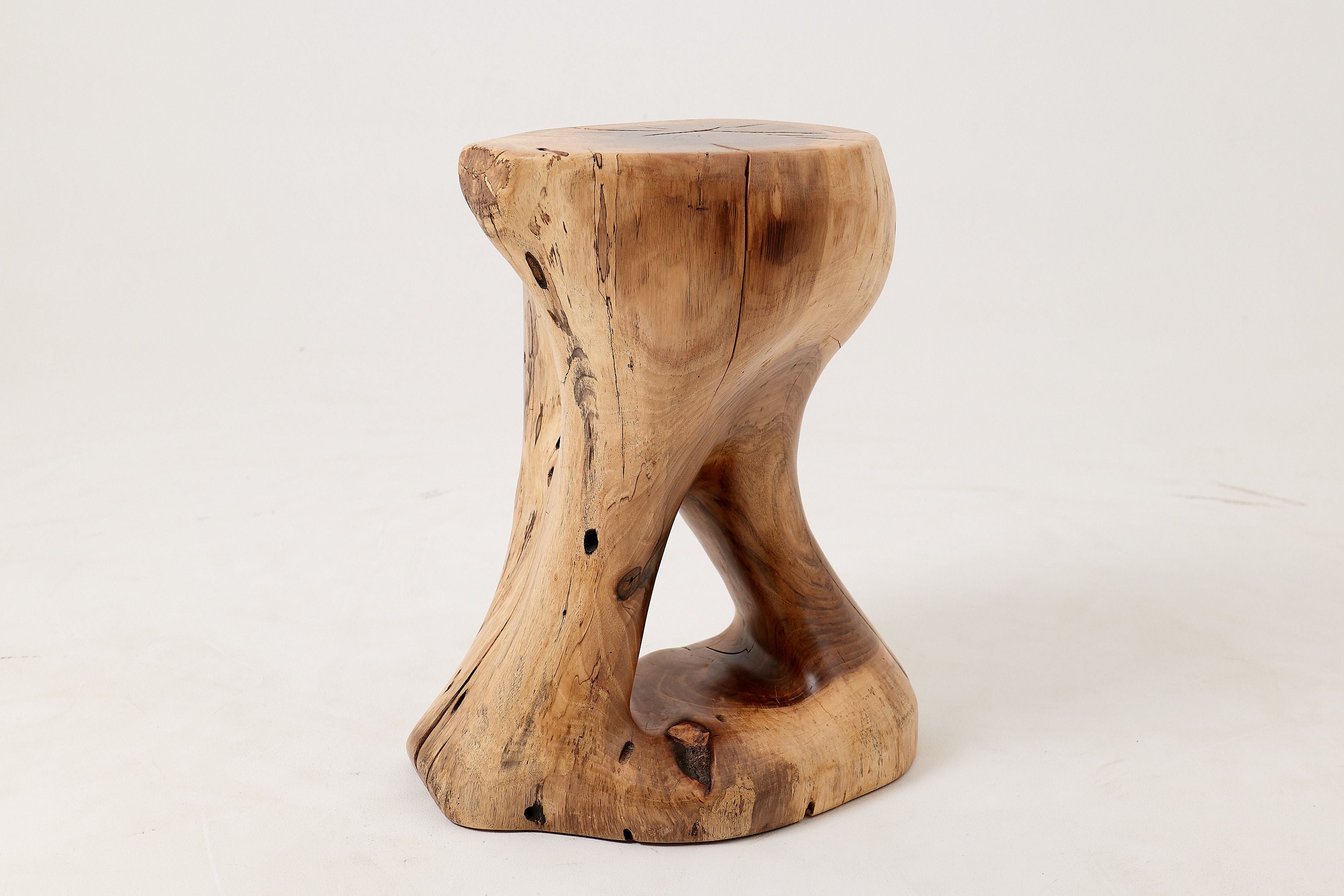 Sculptural Side Table, Stool, Solid Wood, Walnut, Contemporary Design - image 15