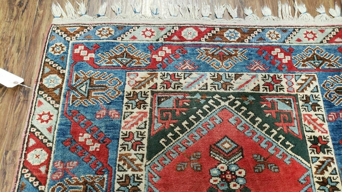 4' X 6' Handmade Turkish Super Kazak Shirvan Wool Rug Colorful - Jewel Rugs, view 7