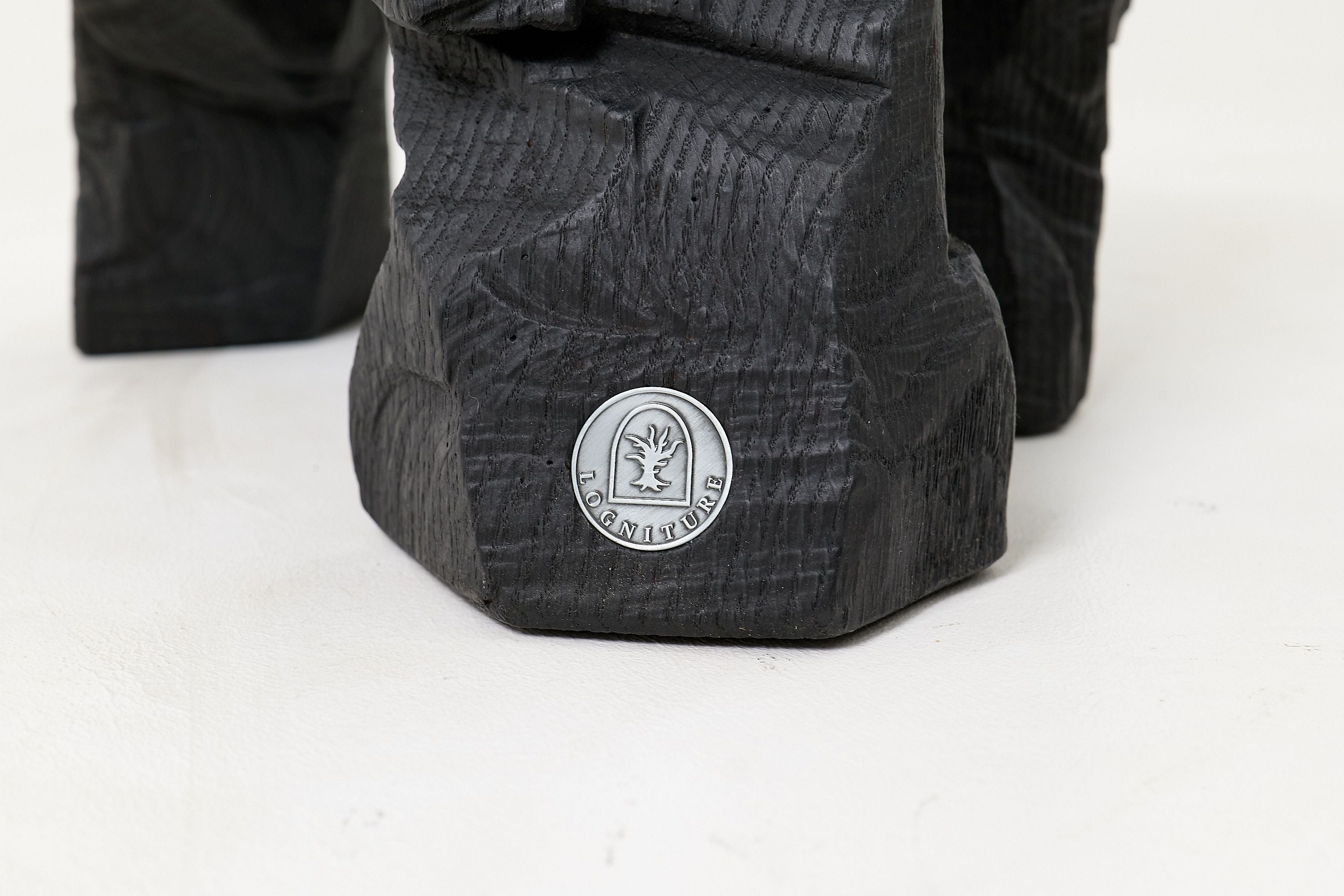 Sculptural Hardwood Stool, Side Table, Charred Wood, Hand-Carved - image 3