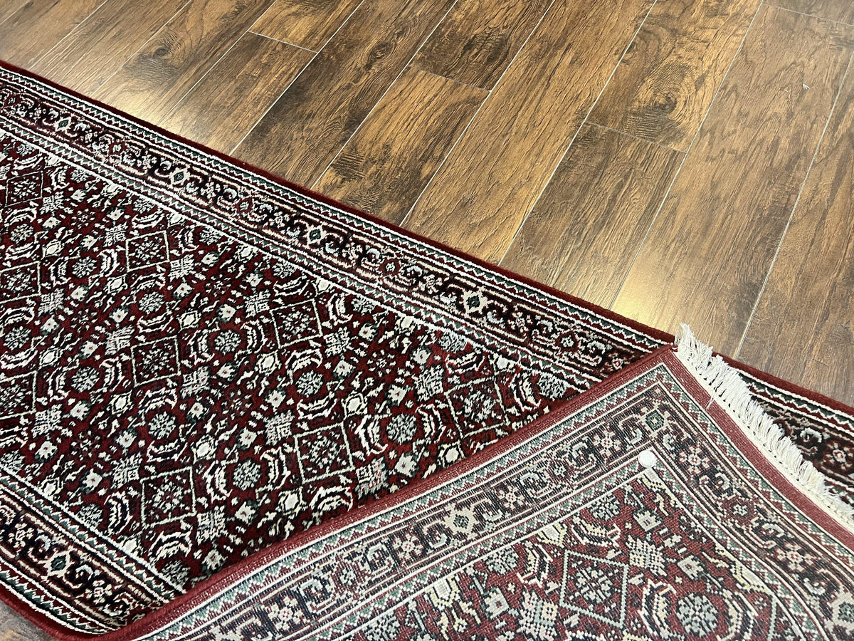 Indo Persian Runner Rug 2.7 x 8, Wool Hand Knotted Vintage Carpet, Red Black, Herati Allover Pattern, Oriental Runner, Rug for Hallway - Jewel Rugs, view 12