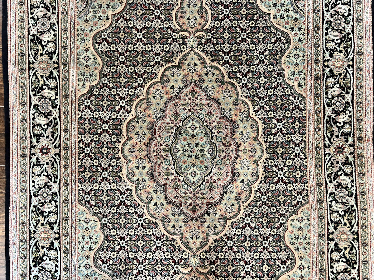Sino Persian Rug 4x6, Fine Hand Knotted Carpet, Black, Wool, Vintage Rug 4 x 6, Herati Mahi, 300 KPSI - Jewel Rugs, view 5
