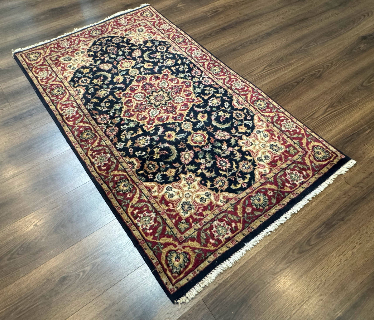 Pak Persian Sarouk Rug 3x5, Navy Blue and Red - Jewel Rugs, view 13