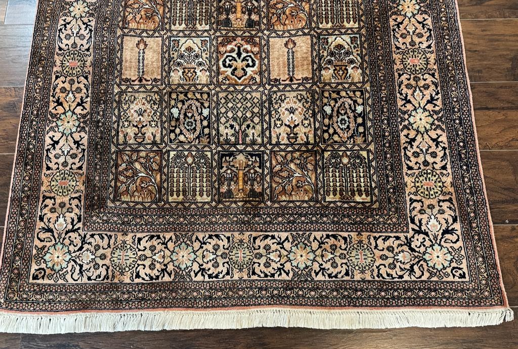 Indian Kashmiri Silk Rug 4x6, Panel Design, Multicolor, Fine - Jewel Rugs, view 6