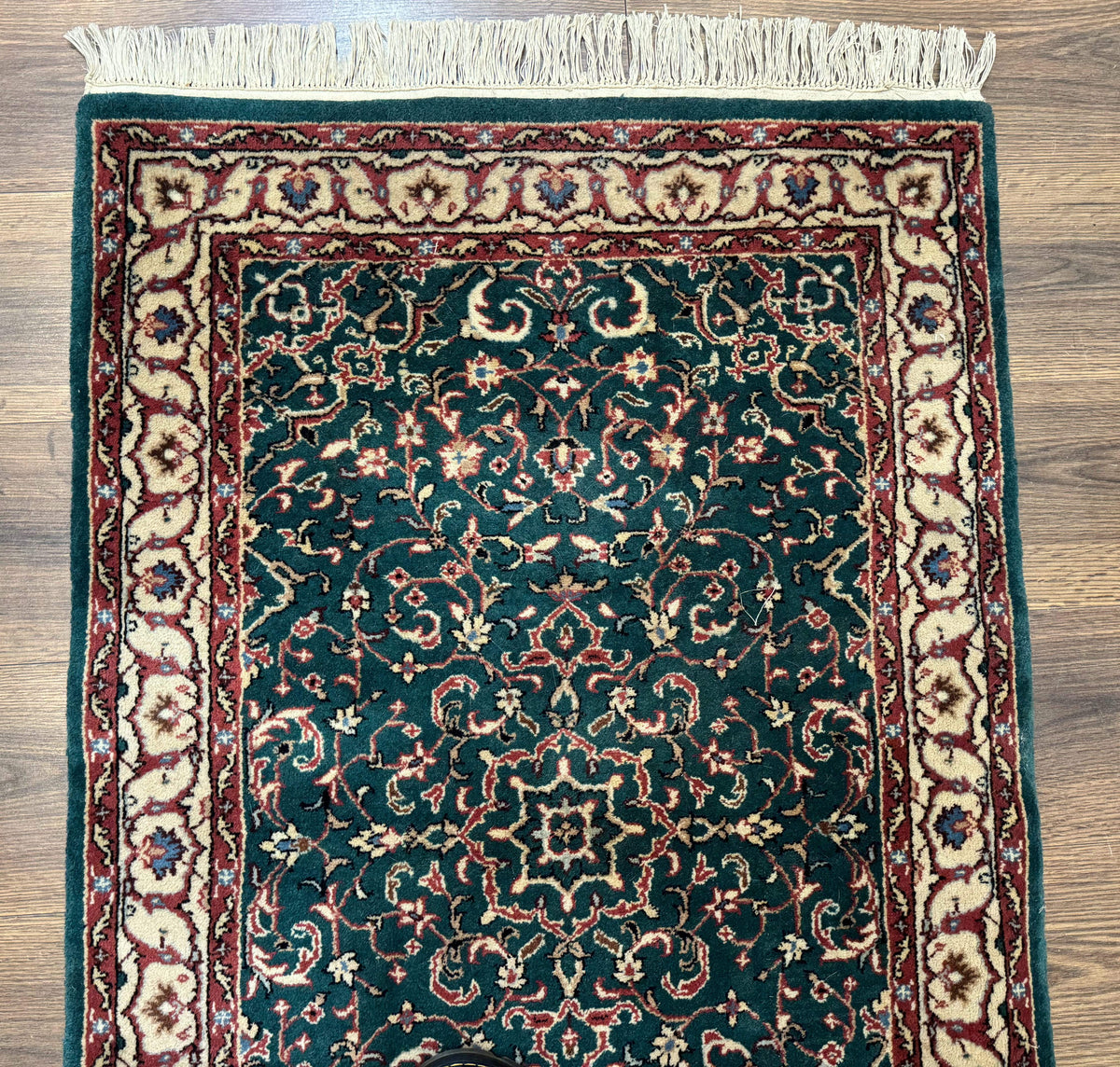 Dark Green Indo Persian Rug 2.5 x 4, Hand Knotted Wool Small Oriental Carpet - Jewel Rugs, view 4