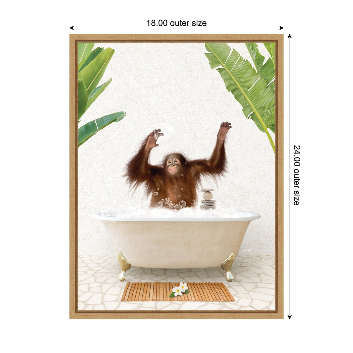 Sylvie Orangutan in Bali Bathtub Framed Canvas by Amy Peterson