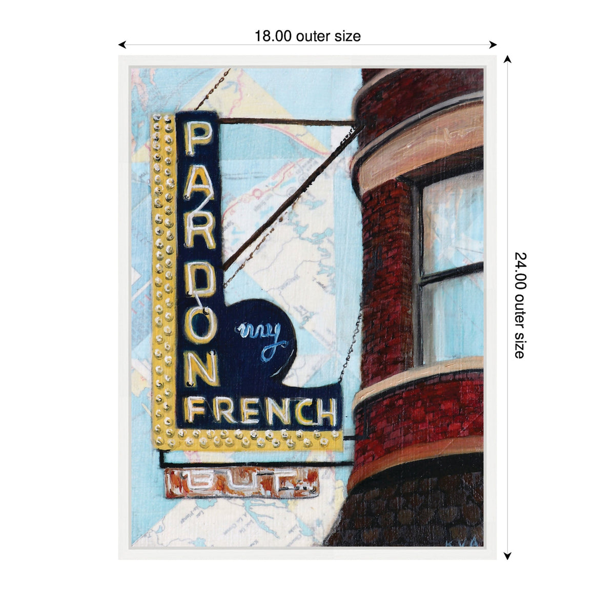 Pardon My French by Krista V. Allenstein Framed Canvas Wall Art Print