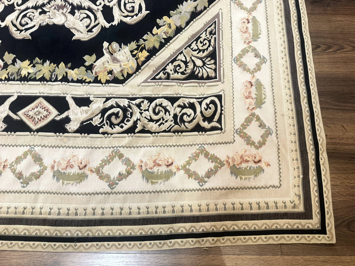 Aubusson Rug 6x8, European Design, Lion Pictorials, Black - Jewel Rugs, view 10