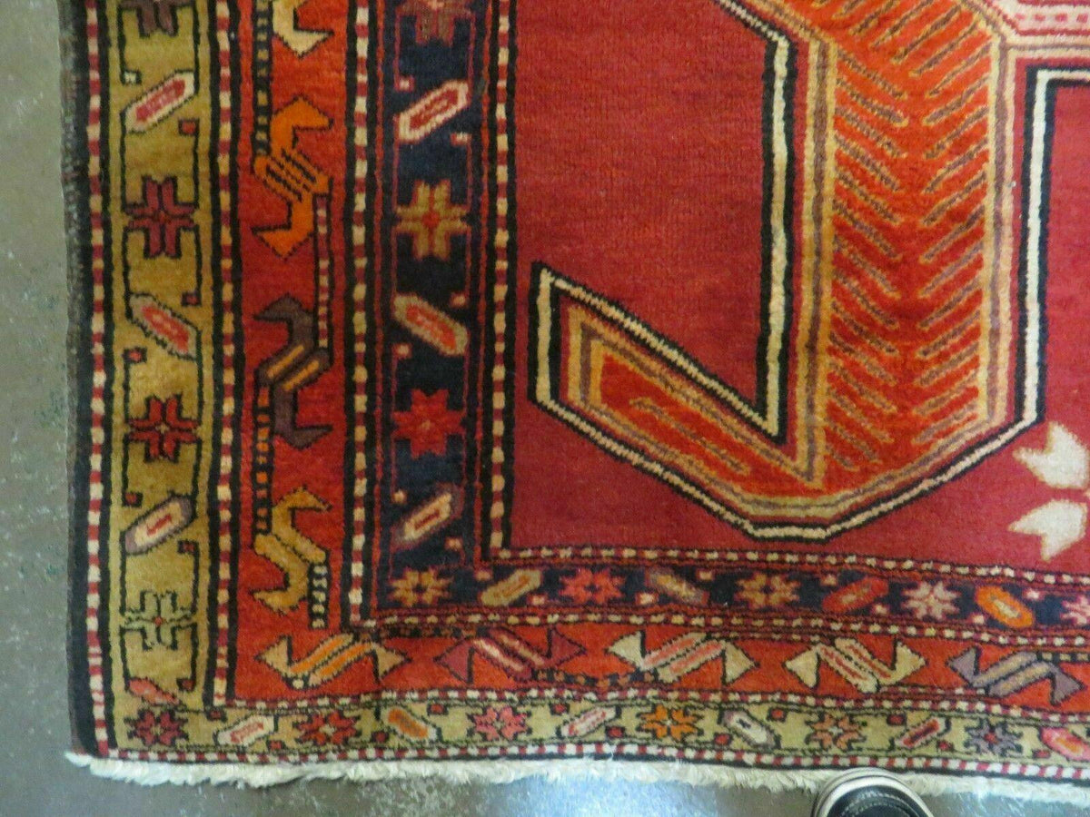 4' 10" X 11' Antique Handmade Turkish Kazak Wool Rug SHIELD Hand Knotted Red - Jewel Rugs, view 7