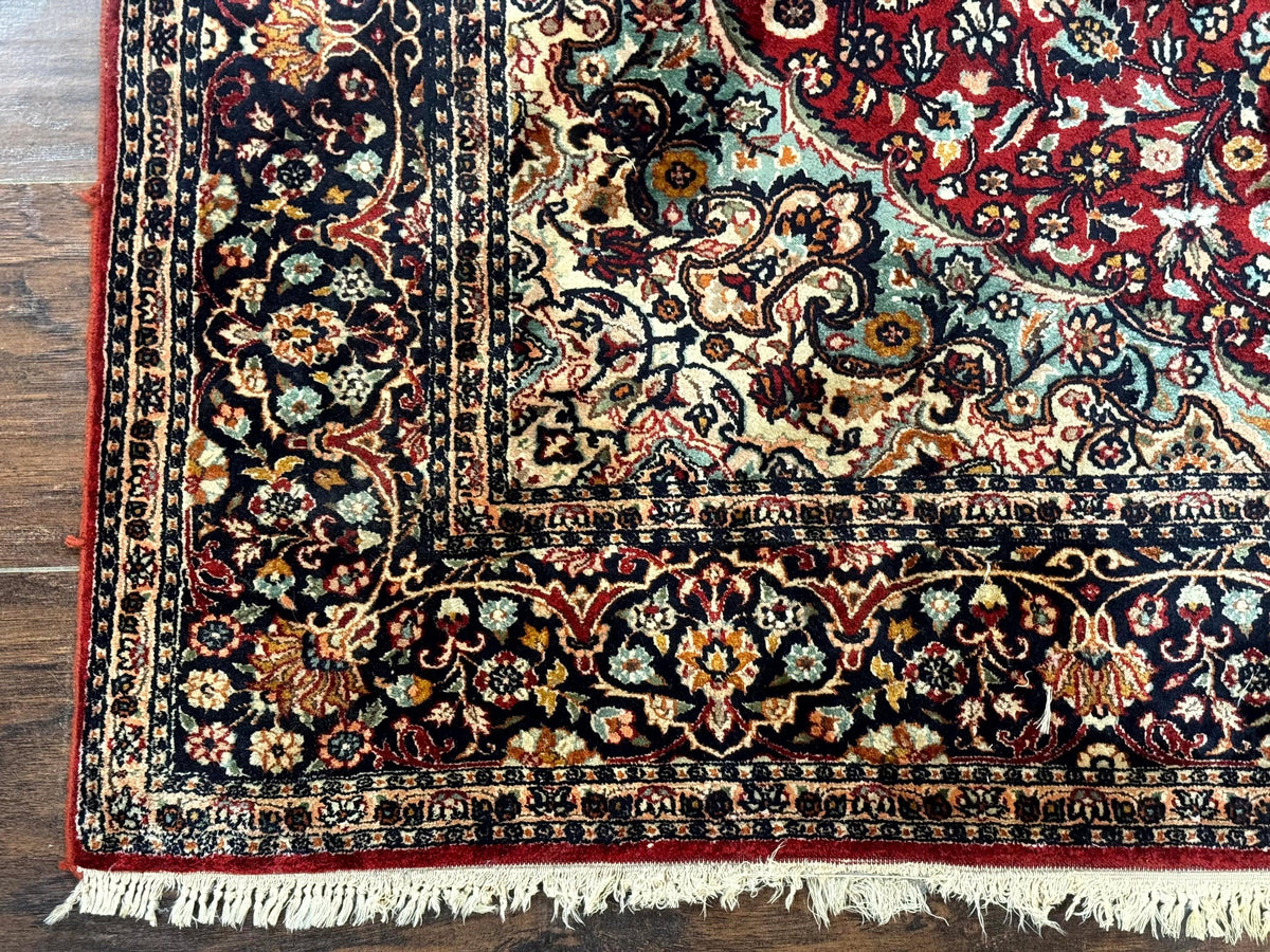 4x6 Silk Rug, Very Fine 650 KPSI, Silk Persian Carpet, Red, Floral Medallion, Sino Persian - Jewel Rugs, view 8
