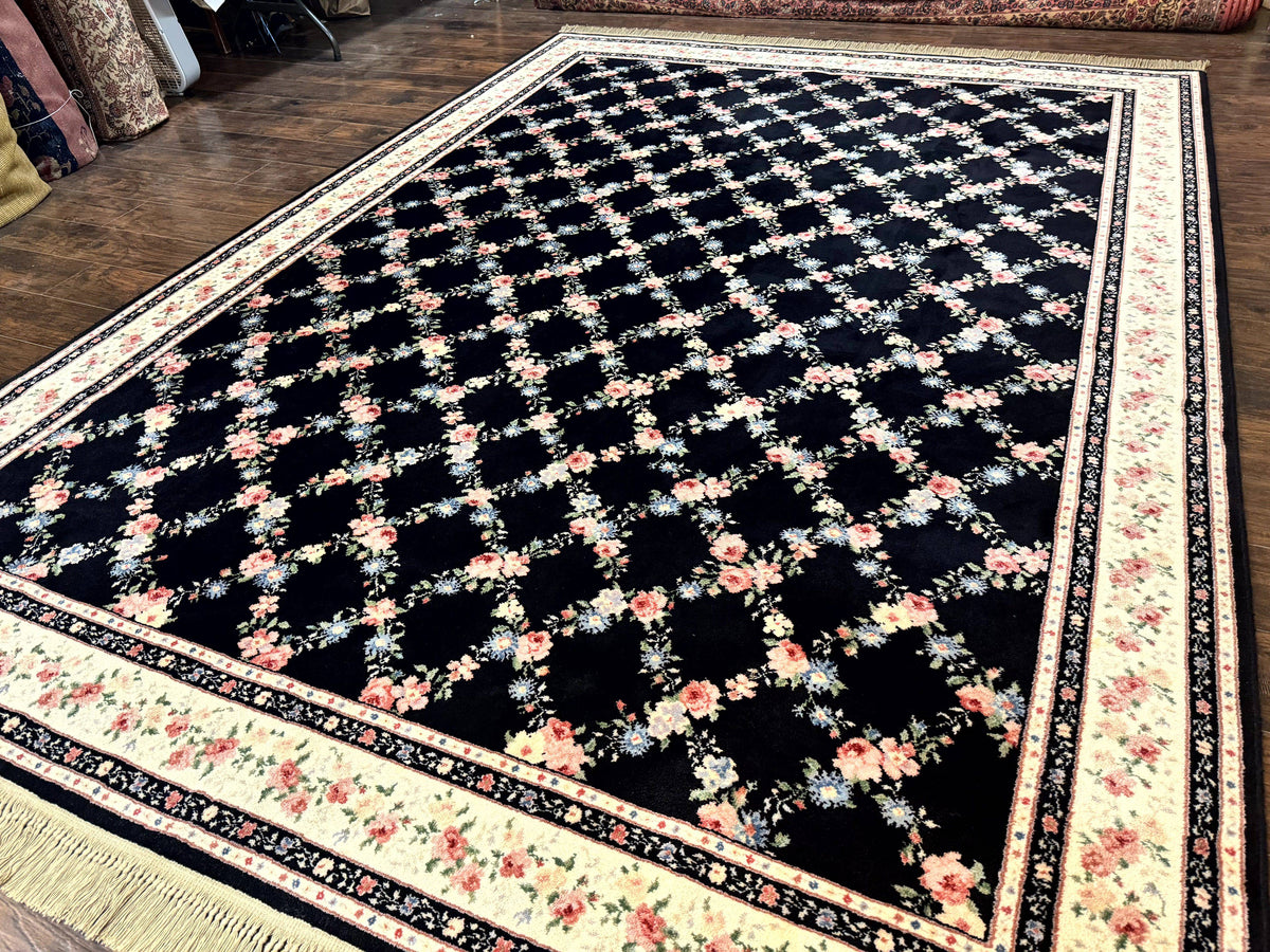Karastan Rug 8.8 x 12, Garden of Eden #509/1270, Ebony Trellis, Vintage Discontinued Wool Pile Karastan Carpet - Jewel Rugs, view 3