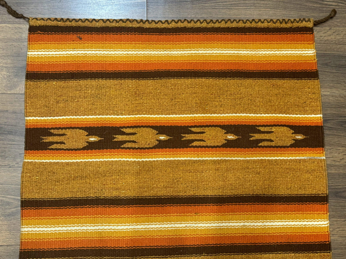 South American Rug Blanket 2.7 x 5.6, Wool, Handmade, Navajo Design, Orange Brown - Jewel Rugs, view 4