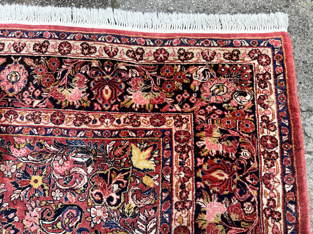 Large Antique Persian Sarouk Rug 11x18, Red, Floral Allover, Palace Size Wool Handmade Carpet - Jewel Rugs, view 7