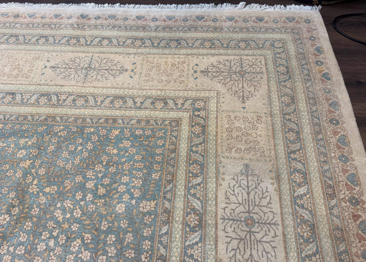 Palace Size Pak Persian Rug 12x18, Haji Jalili Design, Pakistani Carpet, Oat and Light Blue, Fine 260 KPSI - Jewel Rugs, view 8