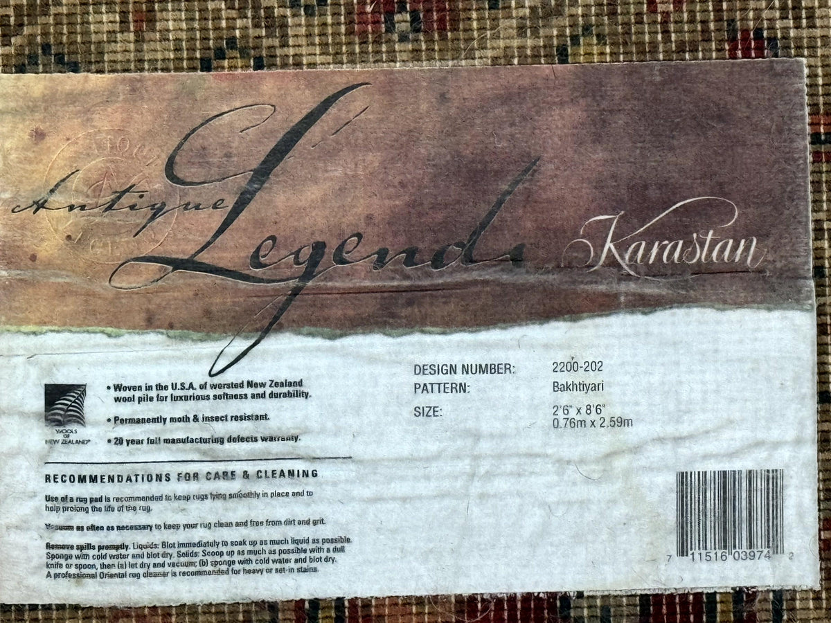 Karastan Runner Rug 2.6 x 8.6, Antique Legends Bakhtiari 2200, Vintage Wool Karastan Runner Rug, Panel Design - Jewel Rugs, view 10