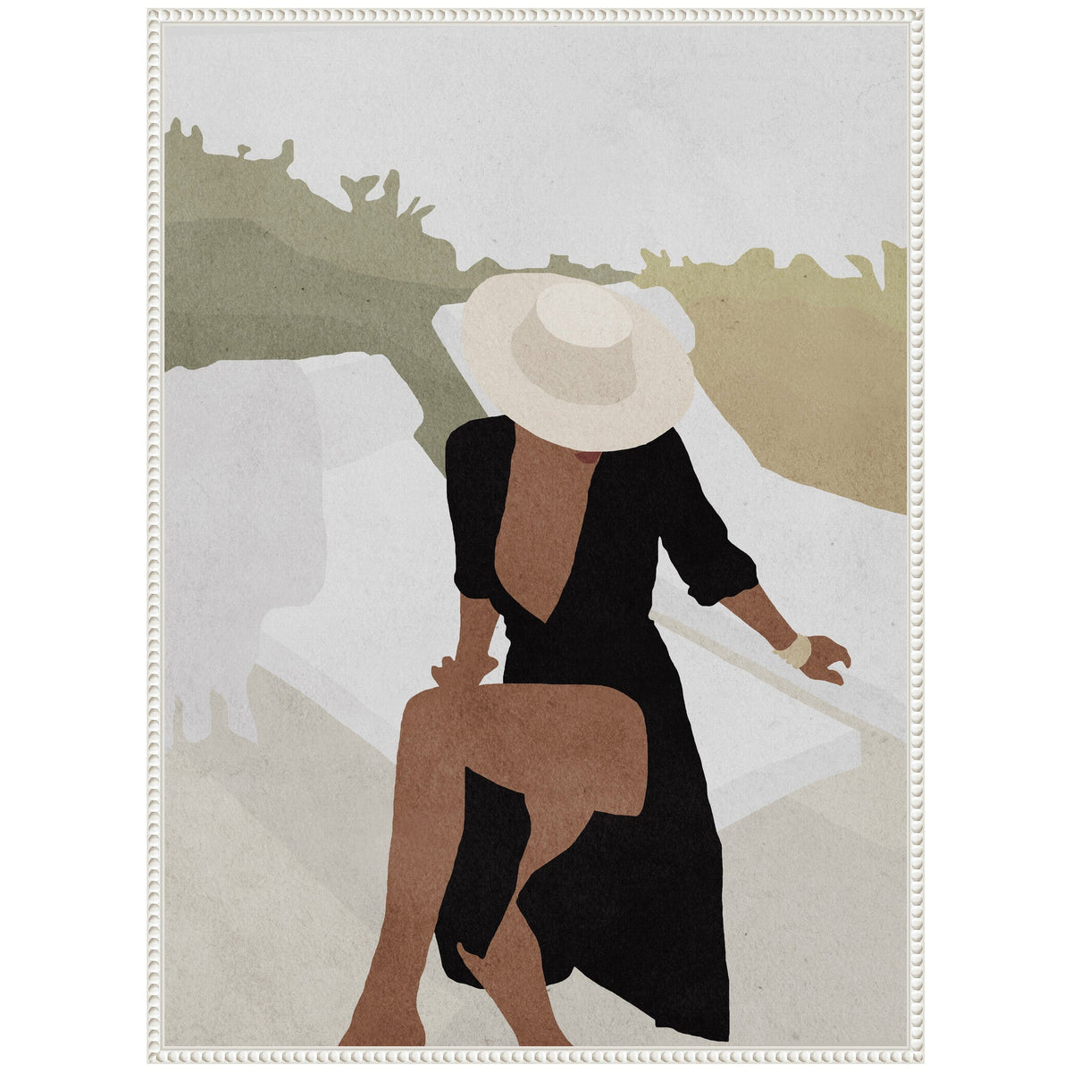 Sylvie Elegant Woman in Hat Framed Canvas by July Art Prints