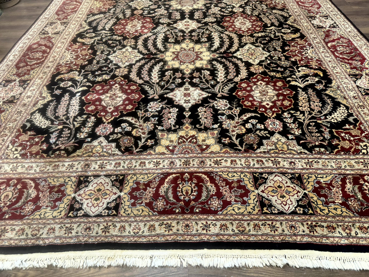 Sino Persian Rug 9x12, Black & Maroon, Wool and Silk, Allover Pattern - Jewel Rugs, view 5