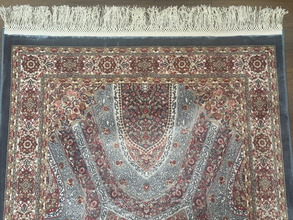 Turkish Silk Runner Rug 2.6 x 13, Blue Runner Rug, Dome Design, Bamboo Silk, New - Jewel Rugs, view 3