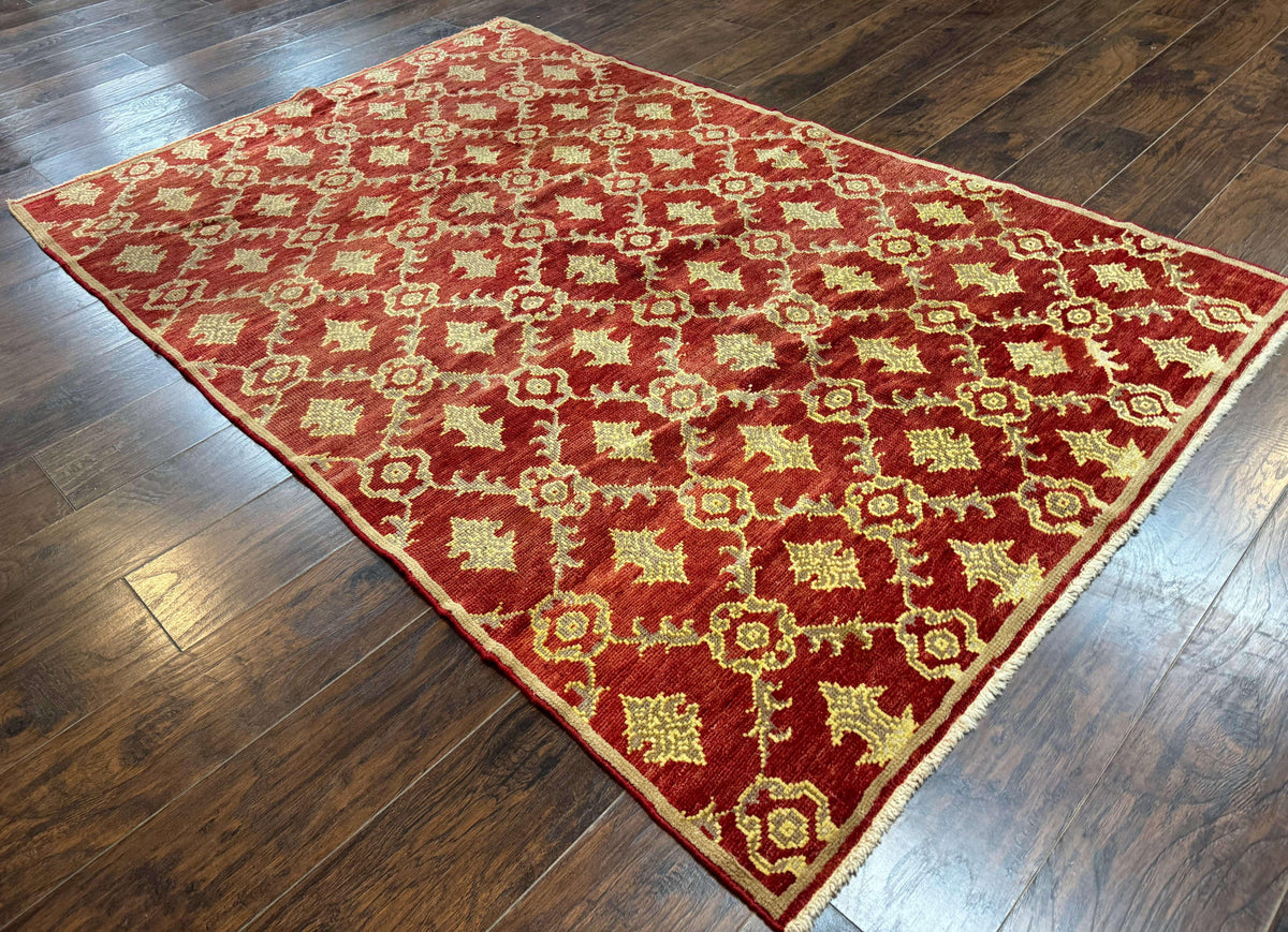 Modern Turkish Oushak Rug 5x8, Brick Red - Jewel Rugs, view 13