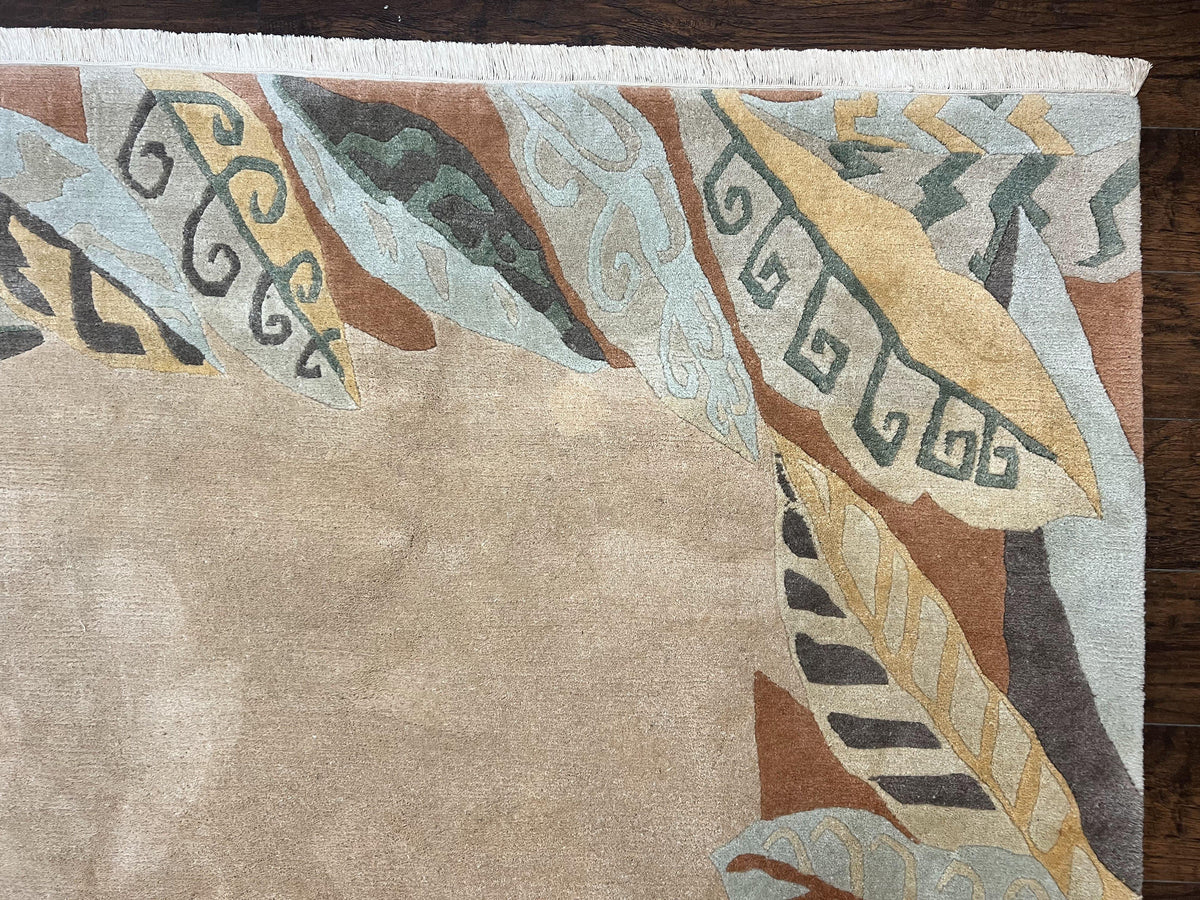 Modern Tibetan Rug 7x10, Soft Wool, Tufenkian Style Carpet, Tibet Nepali Rug, Open Field, Handmade Wool Rug - Jewel Rugs, view 8