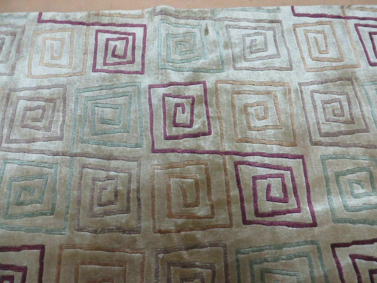 8' X 11' Modern Tibetan Nepal Art Deco Chinese Handmade Wool Silk Rug Abstract - Jewel Rugs, view 3