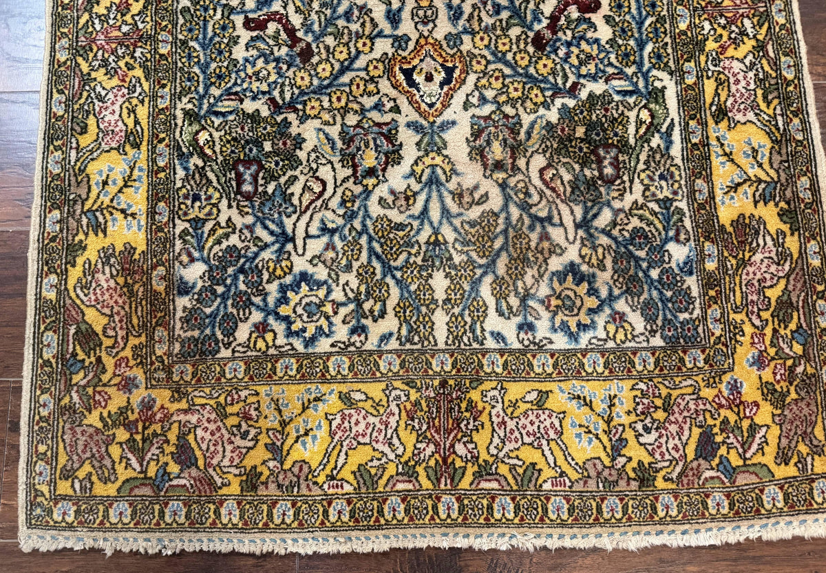 Persian Qum Tree of Life Rug 3.5 x 5.5, Animal Pictorials, Kork Wool with Silk Highlights - Jewel Rugs, view 9