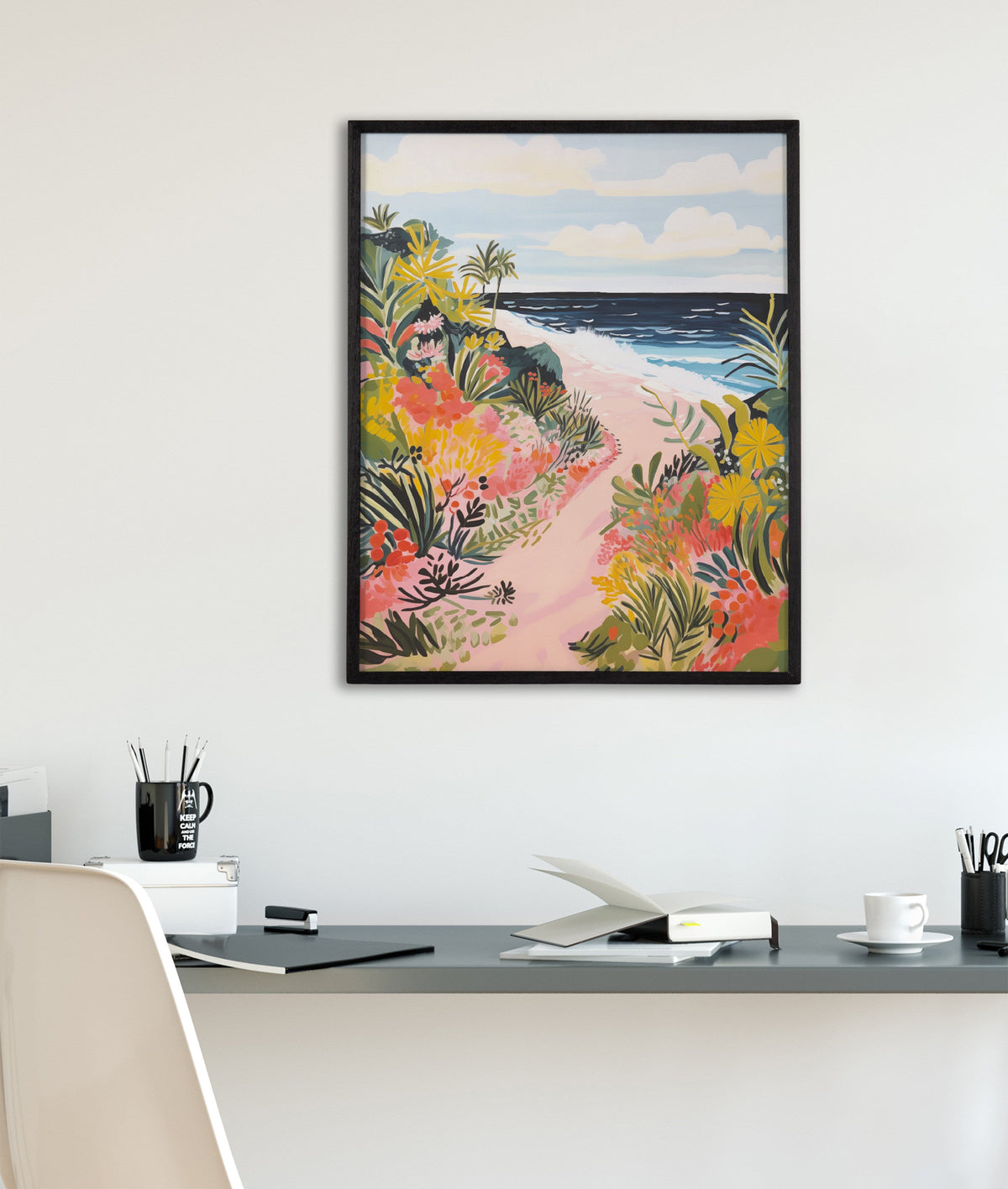 Gallery Tropical Bright Ocean Path Landscape Print by The Creative Bunch Studio