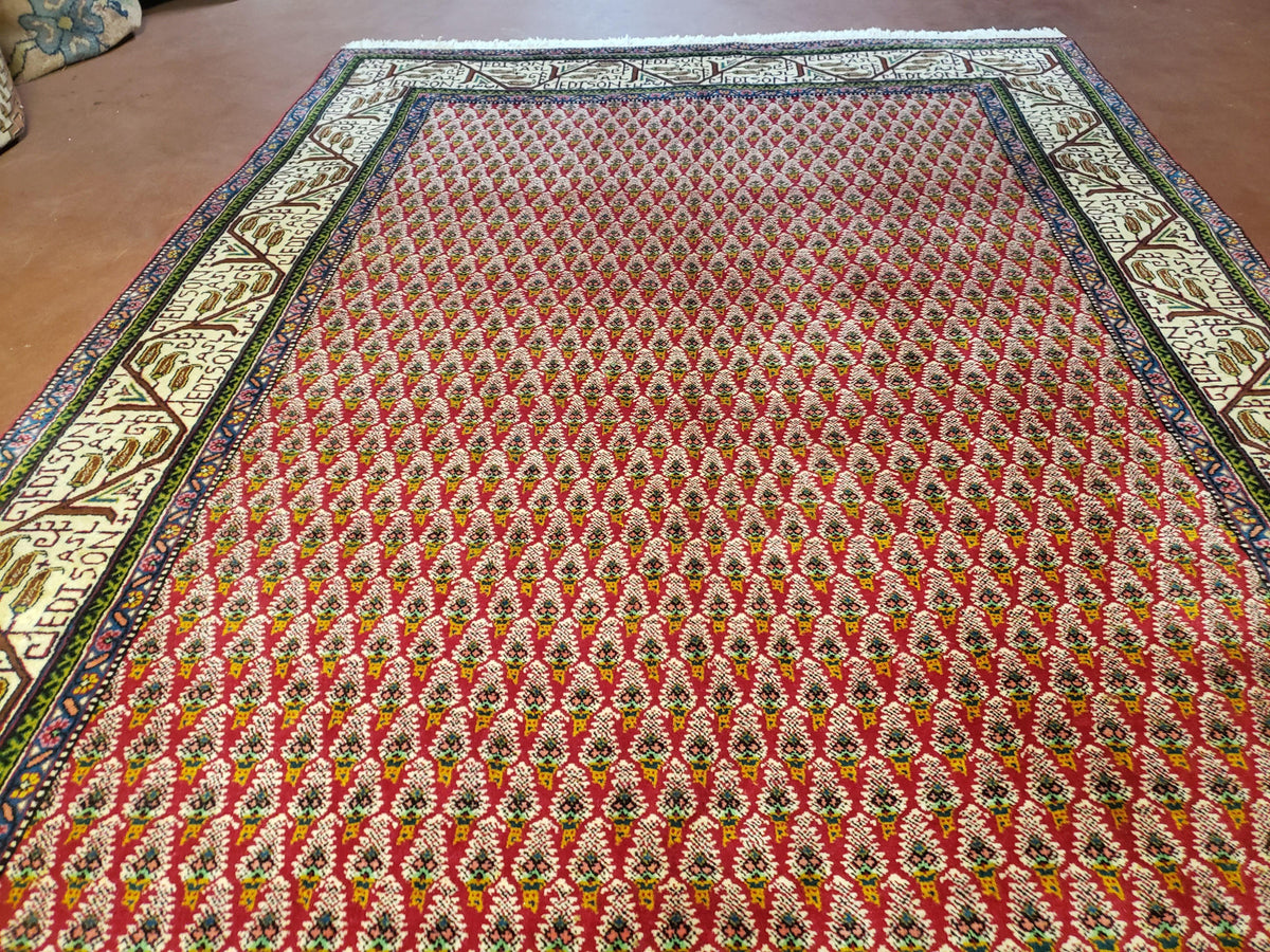 6x9 Finely Woven Turkish Tribal Rug, Boteh/Paisley Pattern, Red & Beige Area Rug, Vintage Wool Carpet, Entryway Rug, Hand-Knotted Foyer Rug - Jewel Rugs, view 3