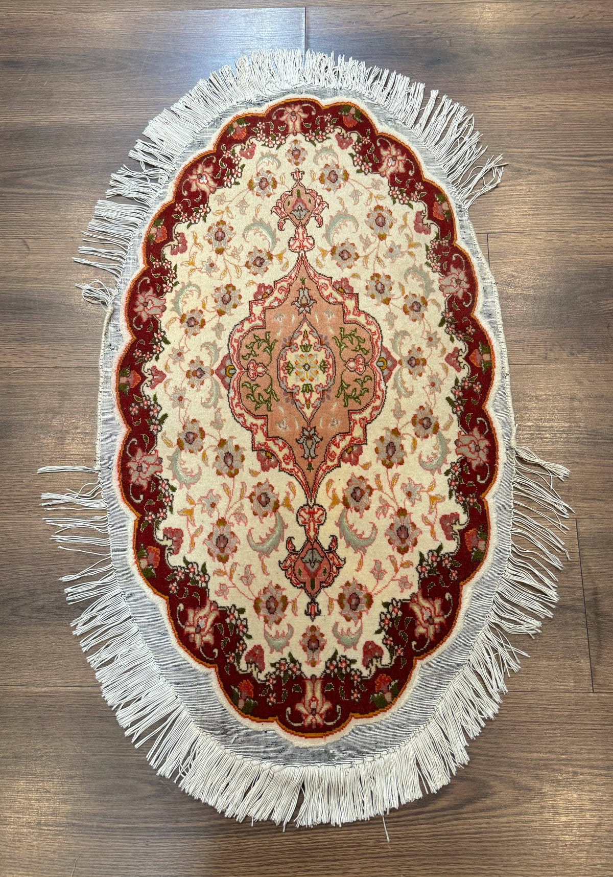 Small Oval Persian Tabriz Rug 2x4, Kork Wool and Silk Highlights, Fine 260 KPSI - Jewel Rugs, view 2