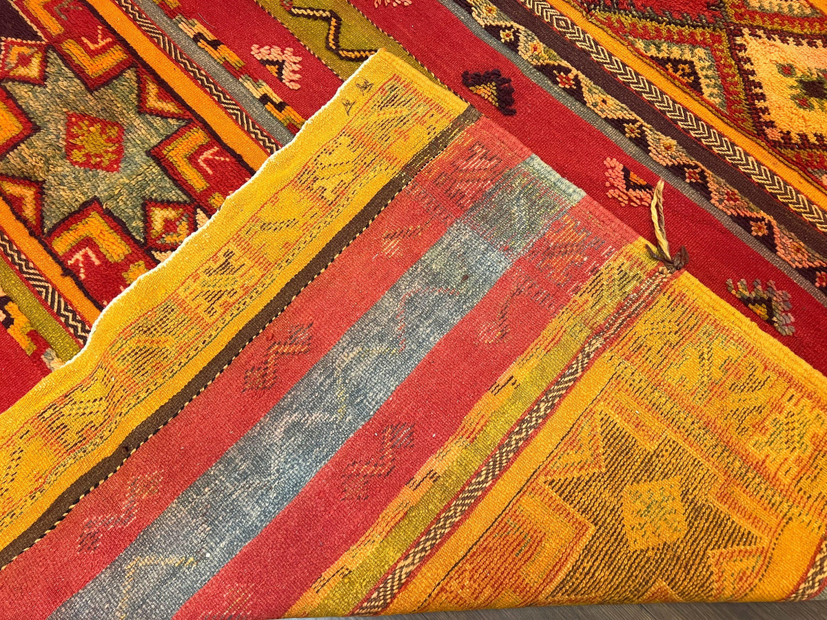 Unique Moroccan Rug 7x10, Room Sized Carpet, Red Orange Gray, Wool Oriental Striped Geometric Tribal Boho Rug, Flatweave with Raised Pile - Jewel Rugs, view 11
