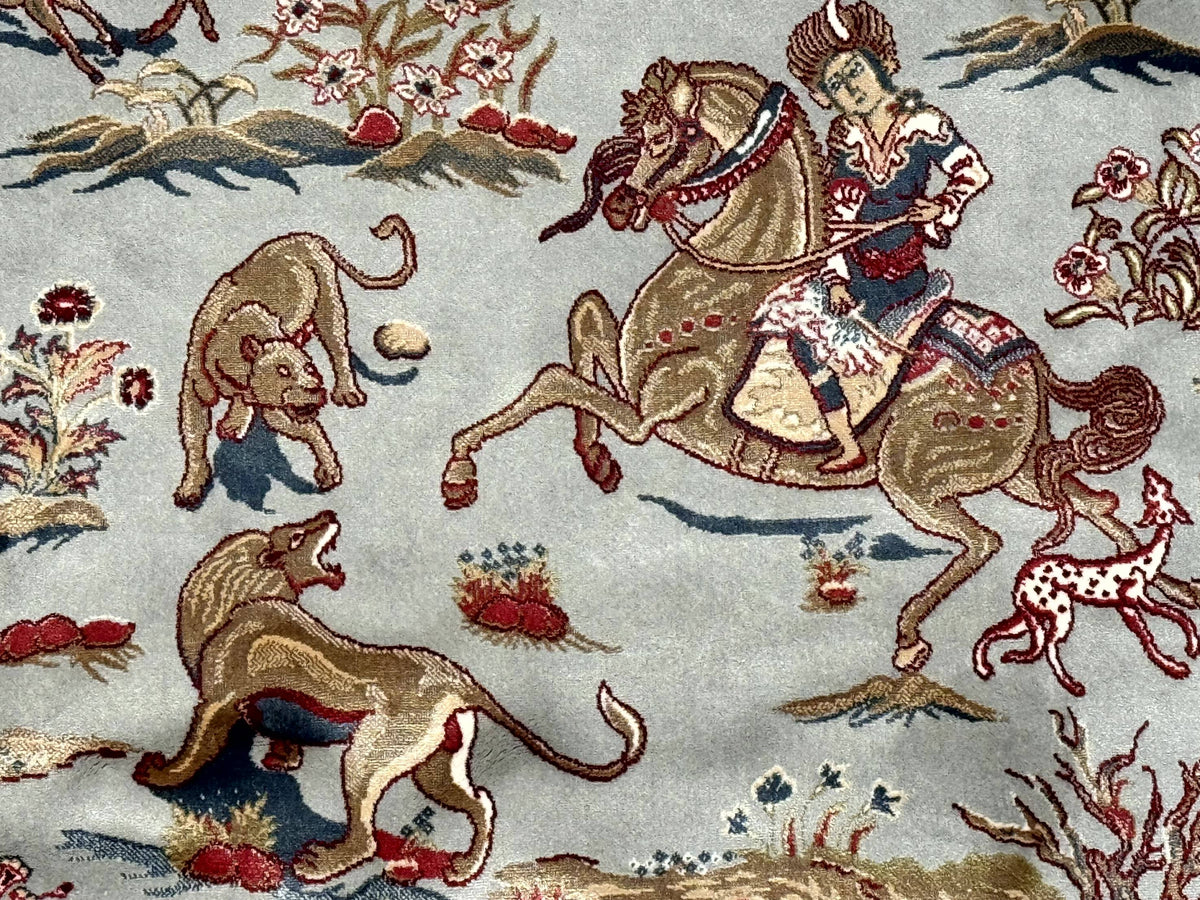 Round Silk Rug 6x6, Hunting Design, Bamboo Silk, Animal Pictorials - Jewel Rugs, view 7