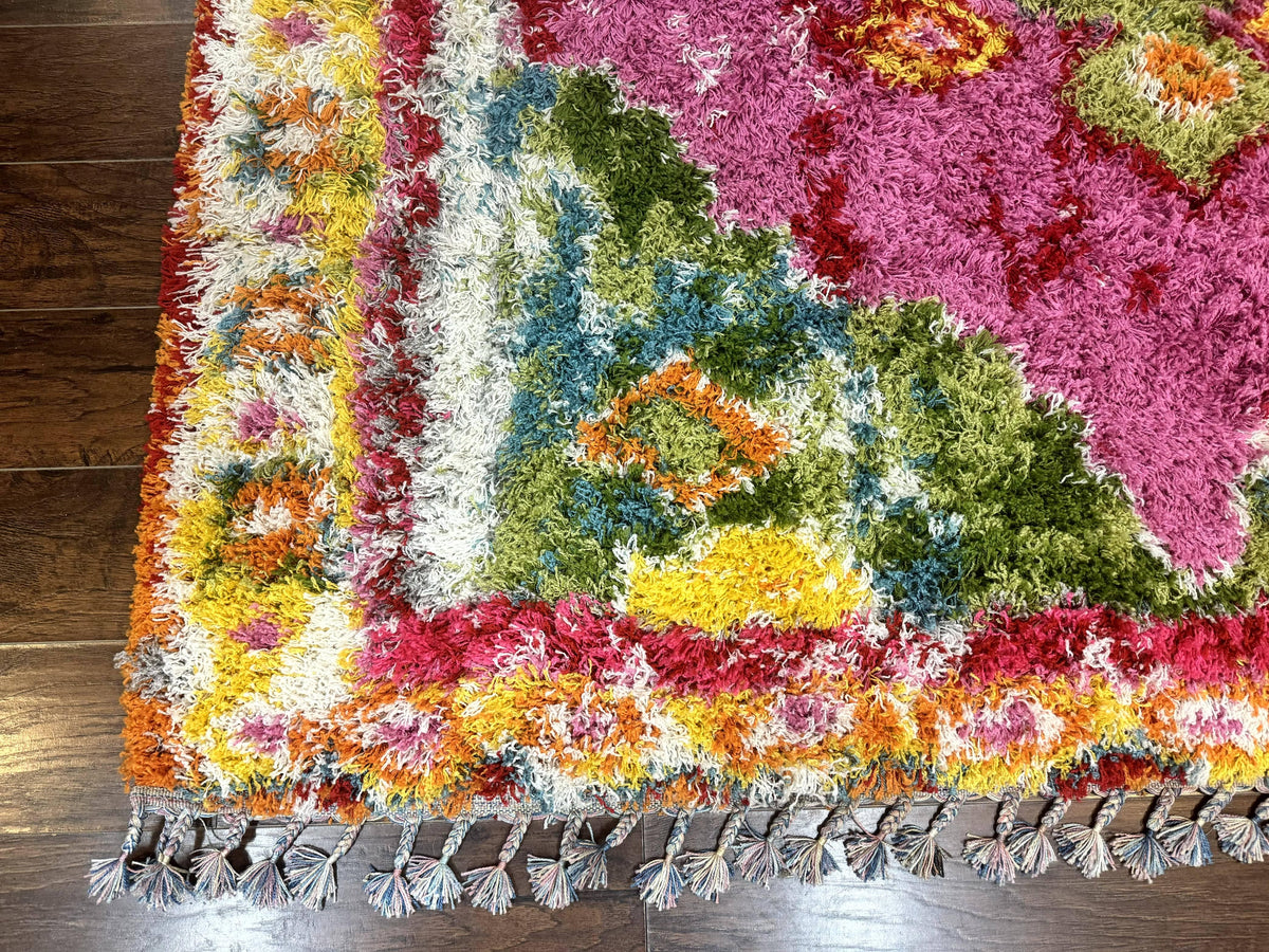 Colorful Shag Rug 8x10, Fuchsia and Multicolor - Jewel Rugs, view 9