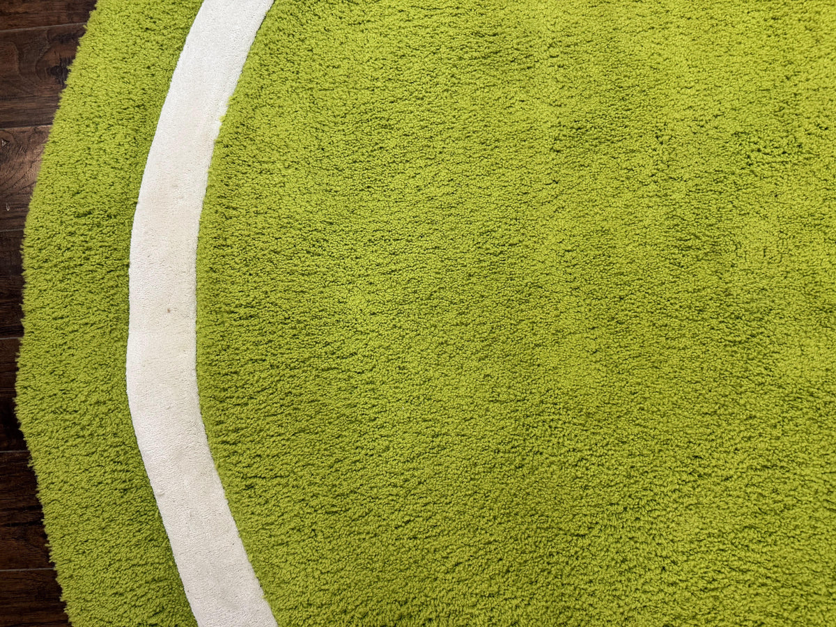 Large Round Rug 9x9, Vintage Retro Design, Lime Green - Jewel Rugs, view 9