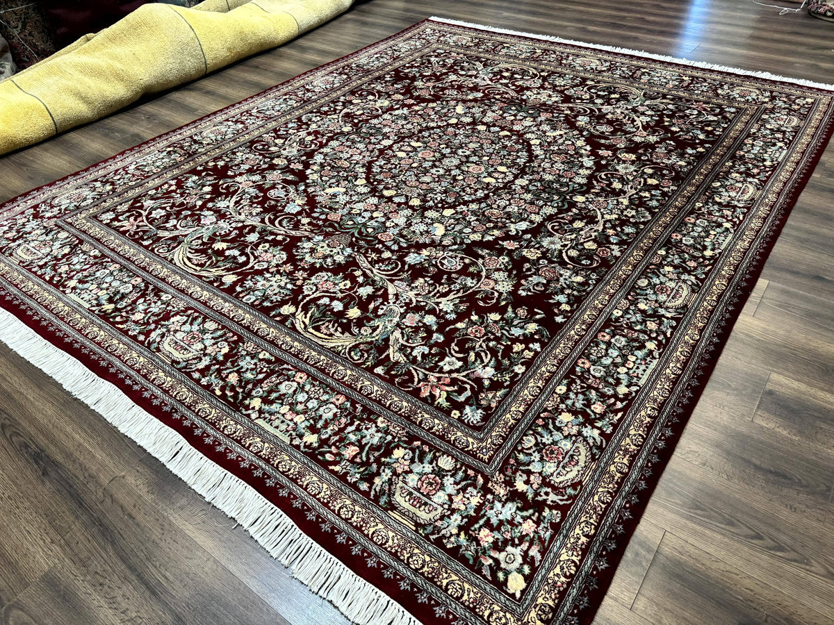 Burgundy Persian Rug 8x10, Pak Persian Floral Carpet, Very Fine 300 KPSI - Jewel Rugs, view 2